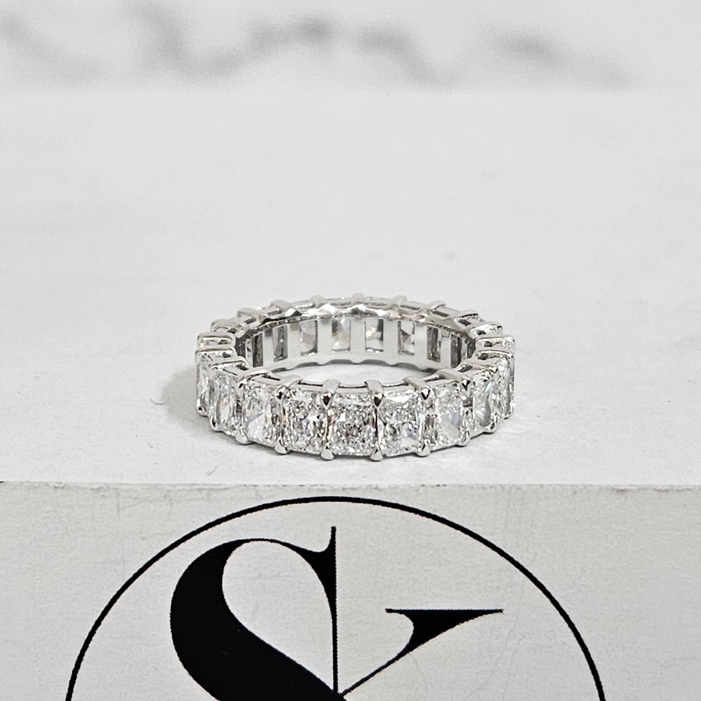 Radiant Cut 4.35ct Natural Diamond Eternity Wedding Band - 14K Gold