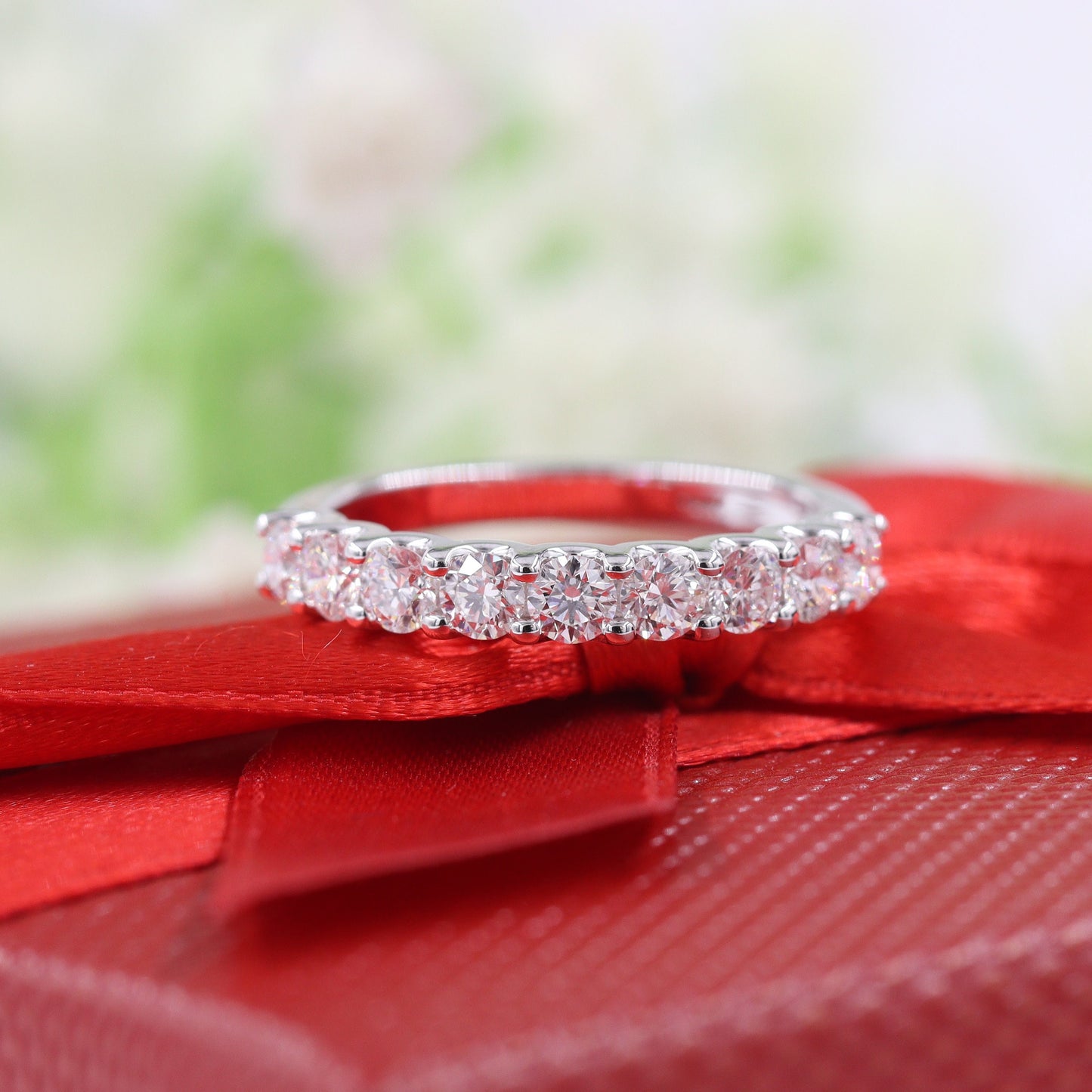 1ct Natural Diamond Eternity Band: 14K Gold Wedding Ring- Anniversary Gift