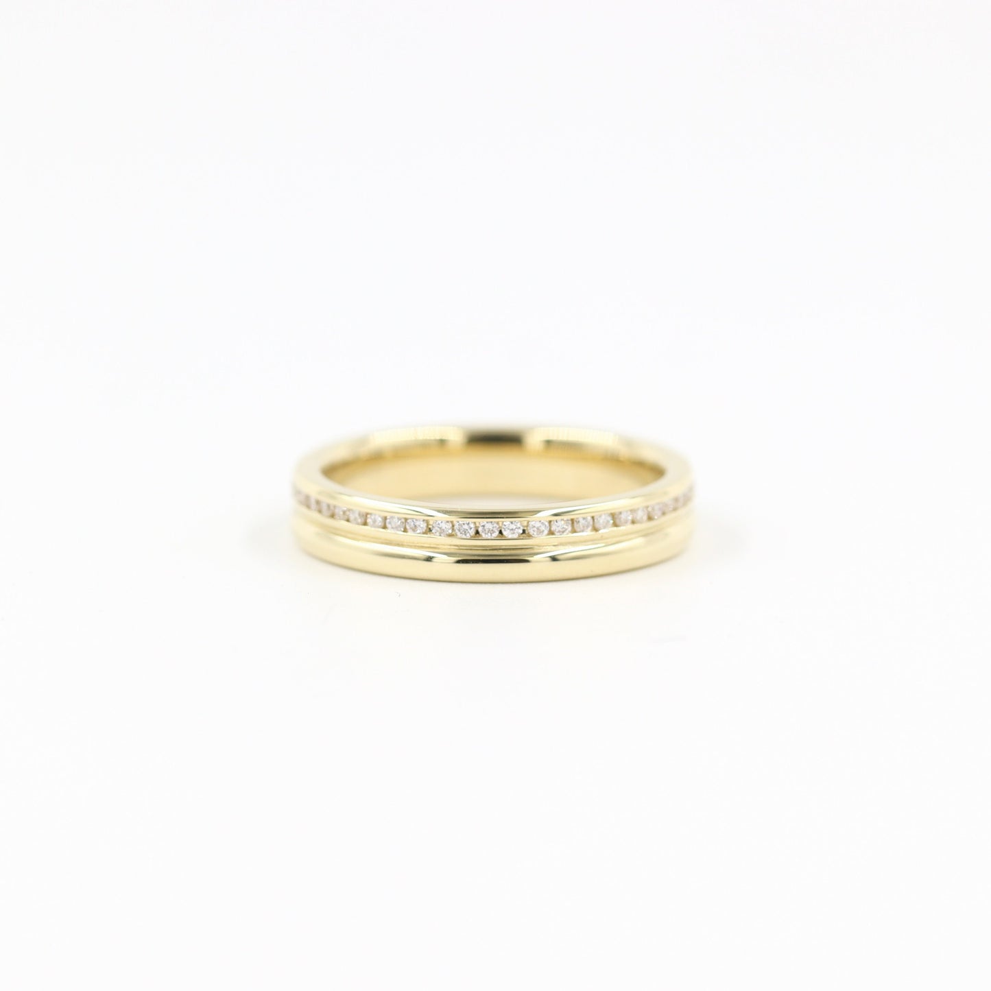 14K Gold Round Diamond Wedding Band: Full Eternity Channel Diamond Ring