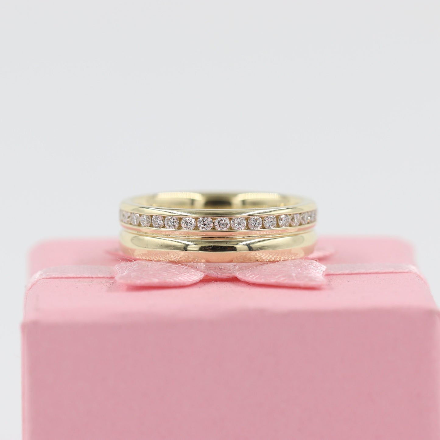 Round Diamond Wedding Band/14K gold Diamond Channel Set Diamond Ring/Width 5.4mm Full Eternity Dainty Diamond Wedding Ring /Anniversary gift