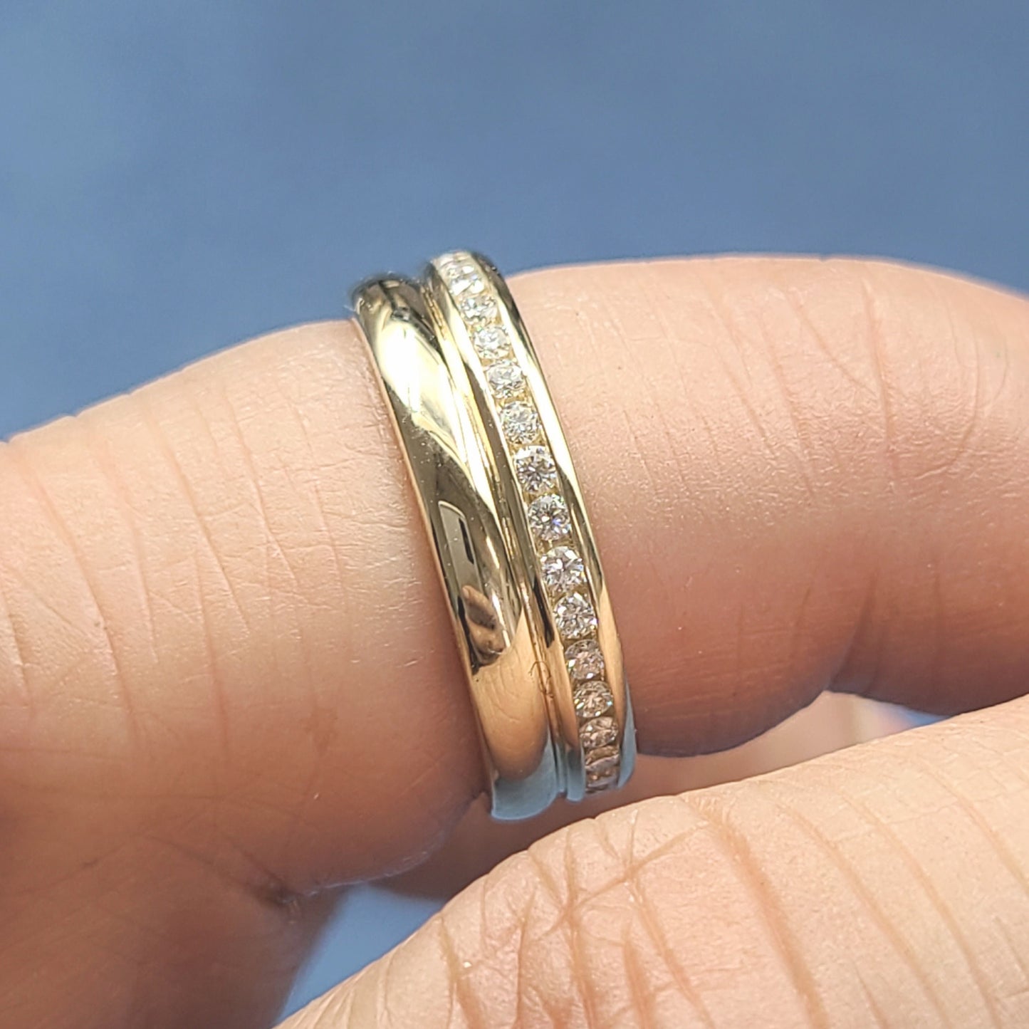 Round Diamond Wedding Band/14K gold Diamond Channel Set Diamond Ring/Width 5.4mm Full Eternity Dainty Diamond Wedding Ring /Anniversary gift