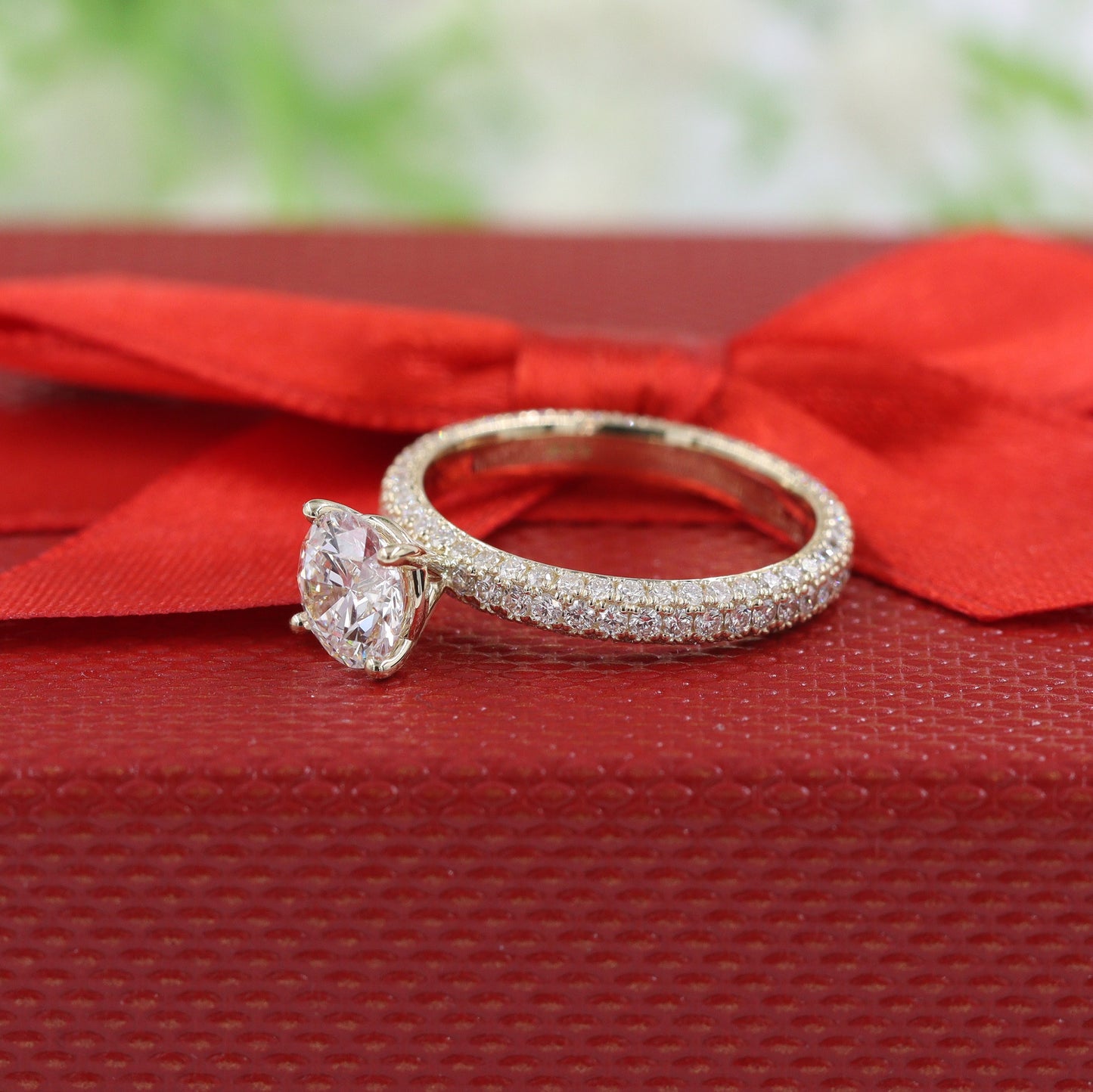 1ct Diamond Engagement Ring: 14K Gold Full Eternity Diamond Band- Anniversary Ring