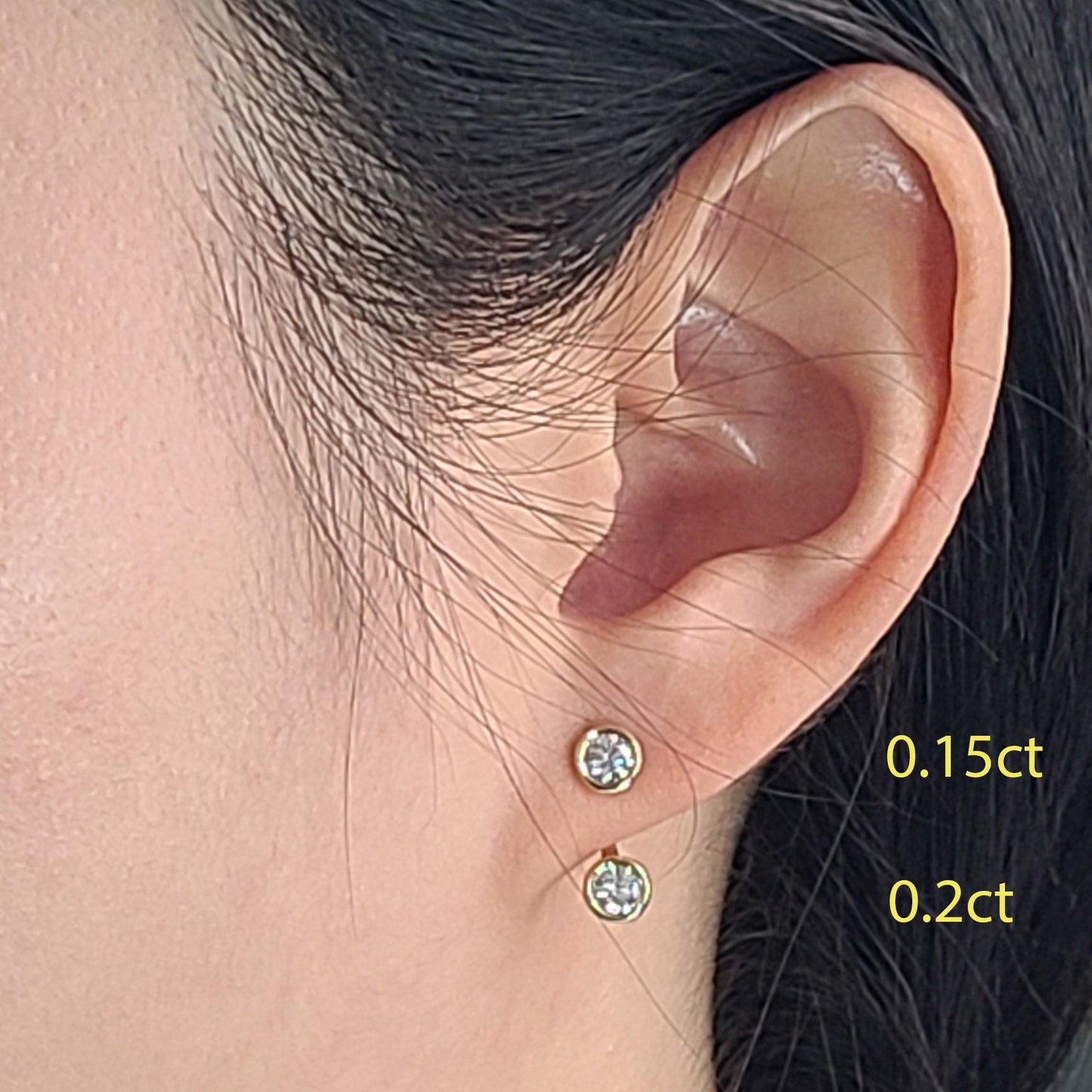 14K Gold Natural Diamond Earring Jacket: Bezel Set Diamond Jacket earring only / Anniversary gift