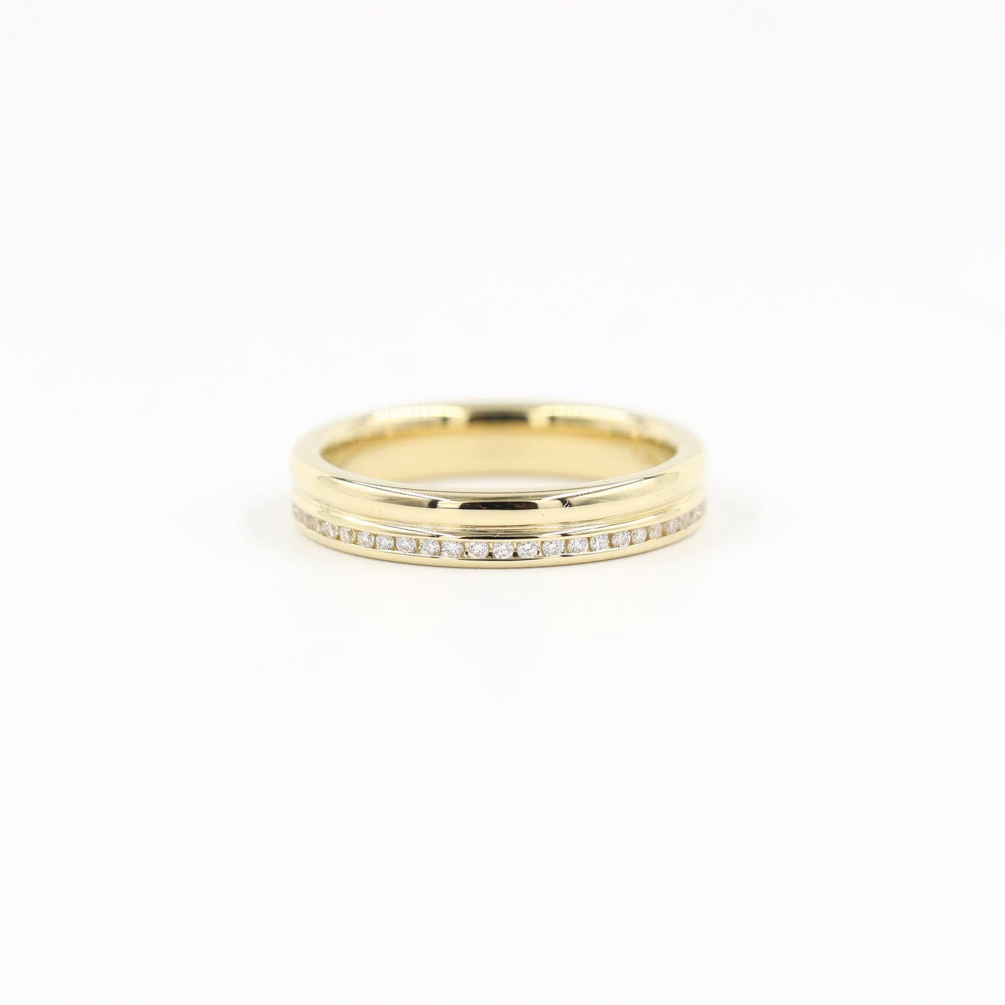 14K Gold Round Diamond Wedding Band: Full Eternity Channel Diamond Ring