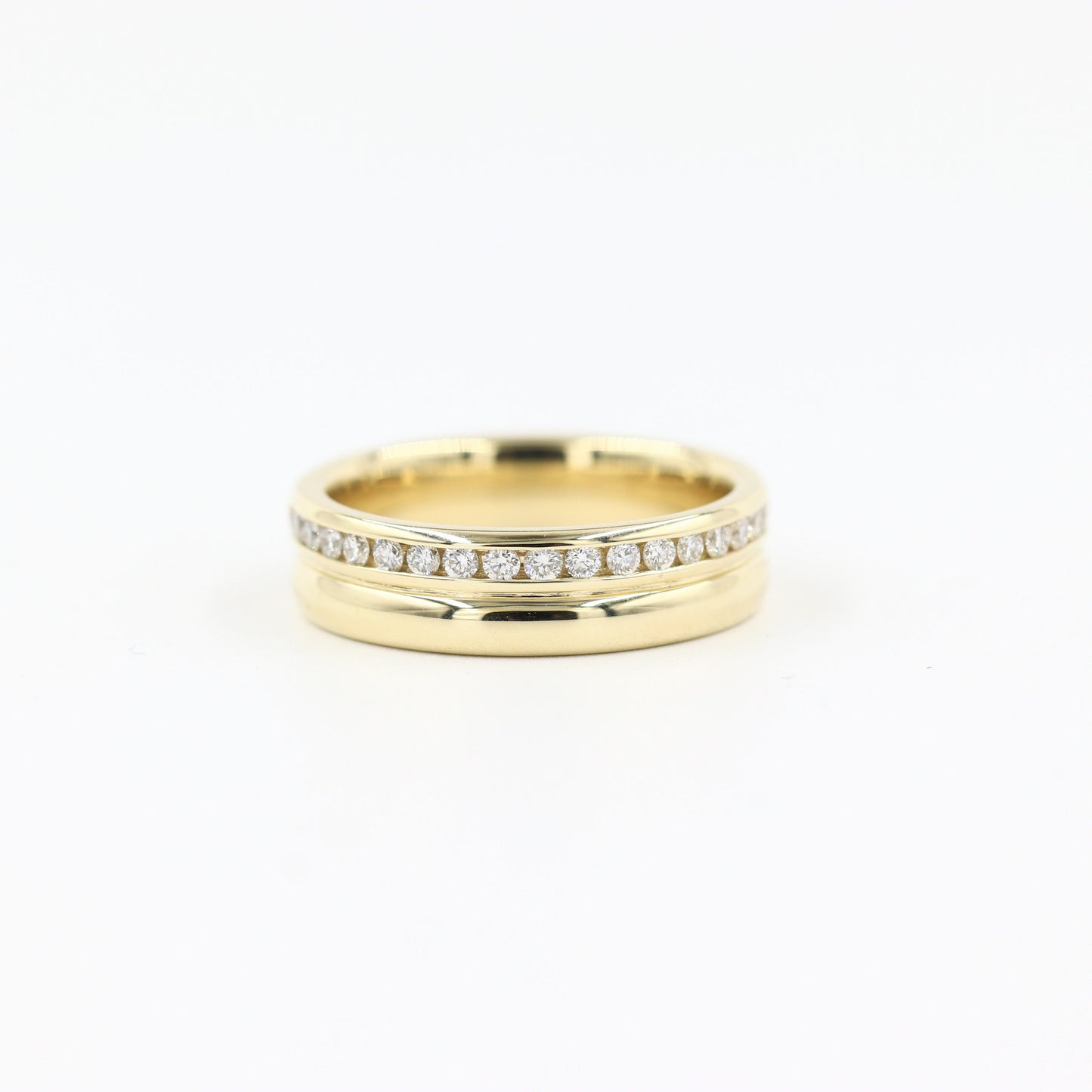 Round Diamond Wedding Band/14K gold Diamond Channel Set Diamond Ring/Width 5.4mm Full Eternity Dainty Diamond Wedding Ring /Anniversary gift