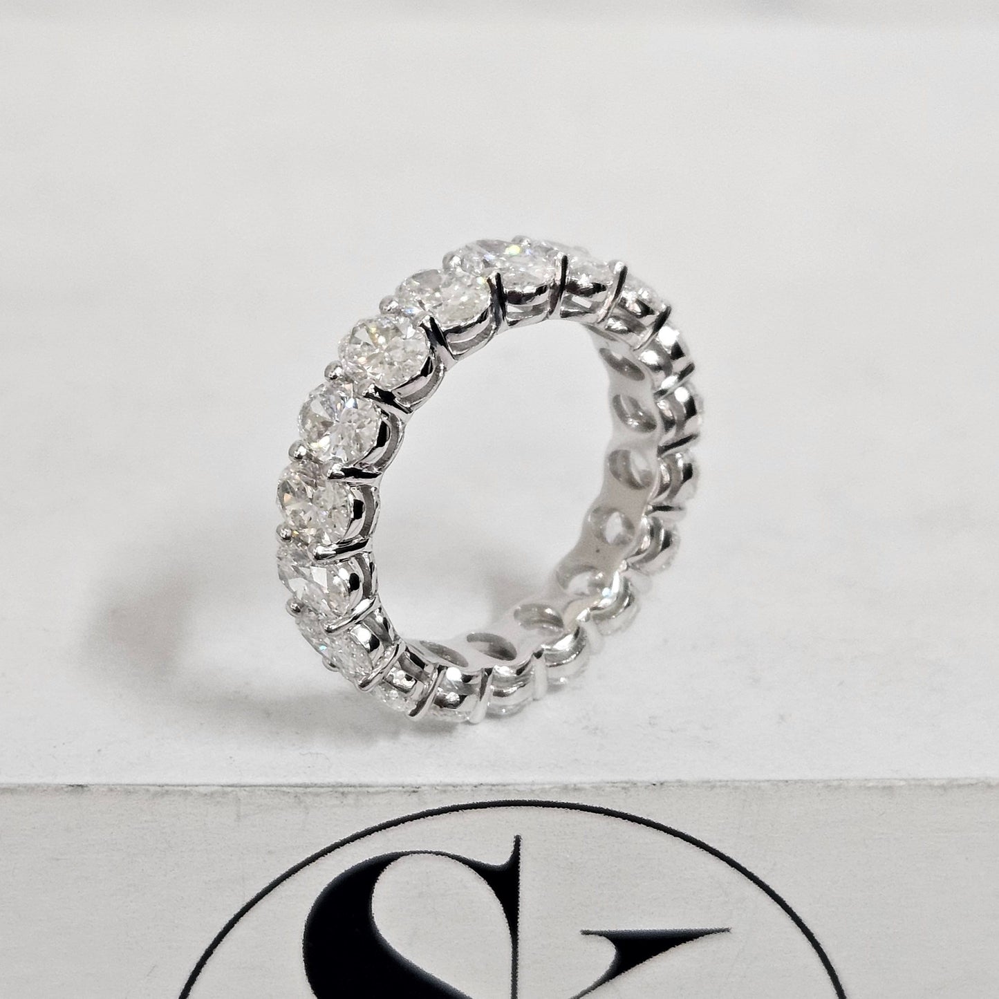5.6ct Oval Diamond Eternity Ring: 14K Gold Diamond Wedding Band- Anniversary gift