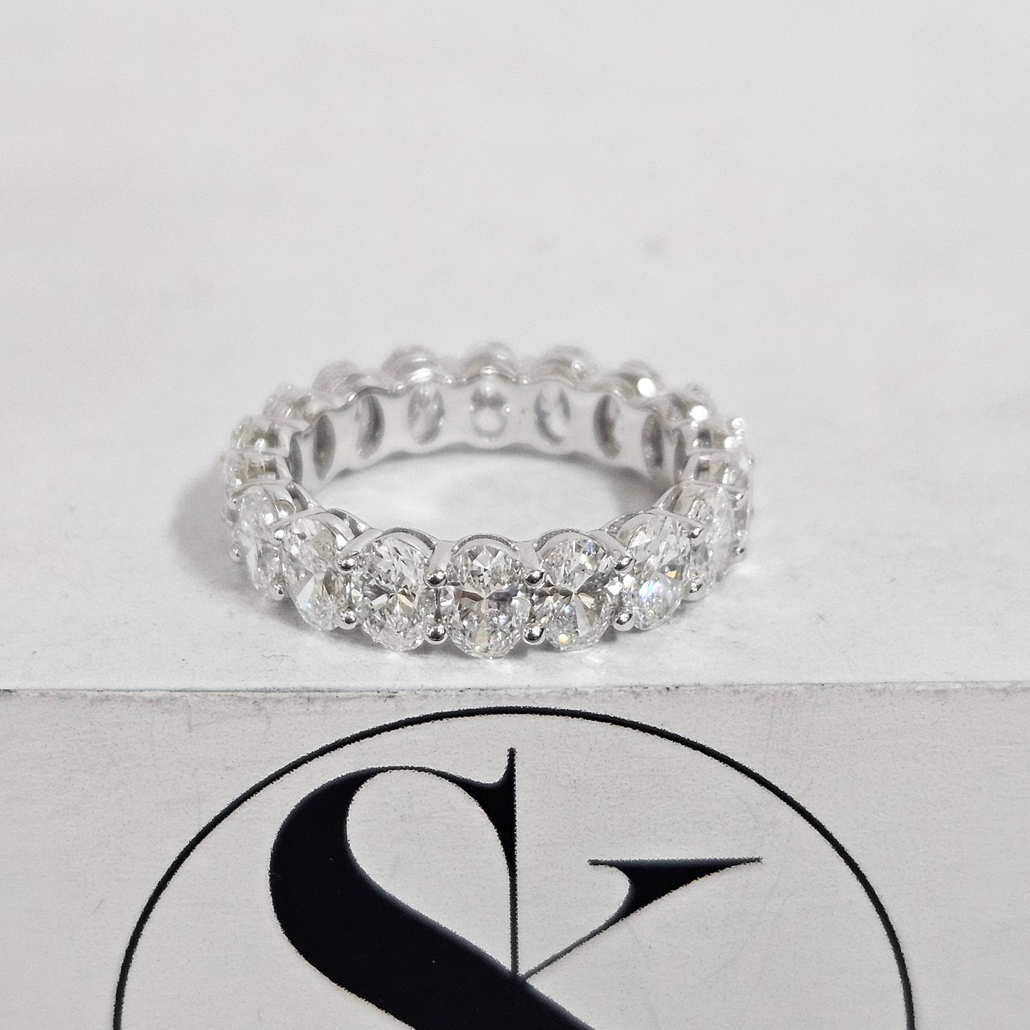 5.6ct Oval Diamond Eternity Ring: 14K Gold Diamond Wedding Band- Anniversary gift