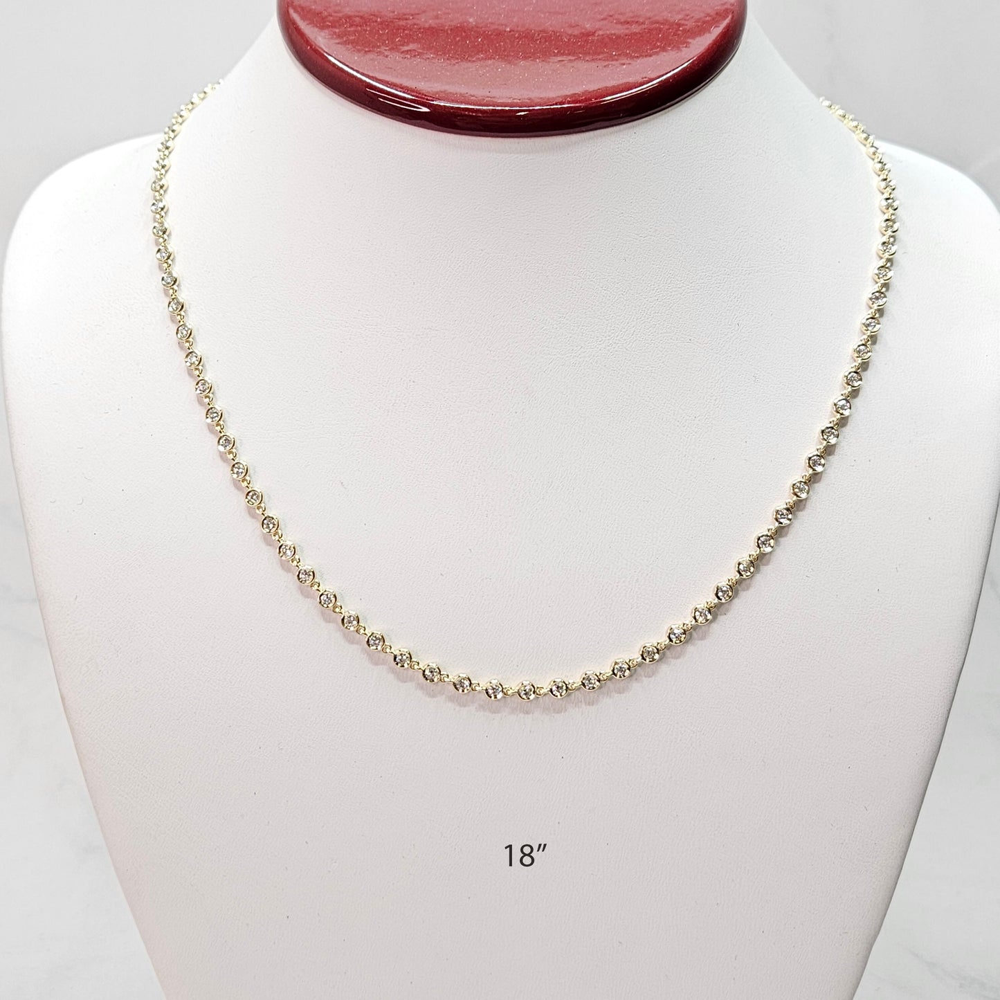 Full Round Natural Diamond Bezel Tennis Necklace/14K gold Diamond 3.5mm Bezel setting Tennis Necklace/Diamond Necklace/Anniversary gift