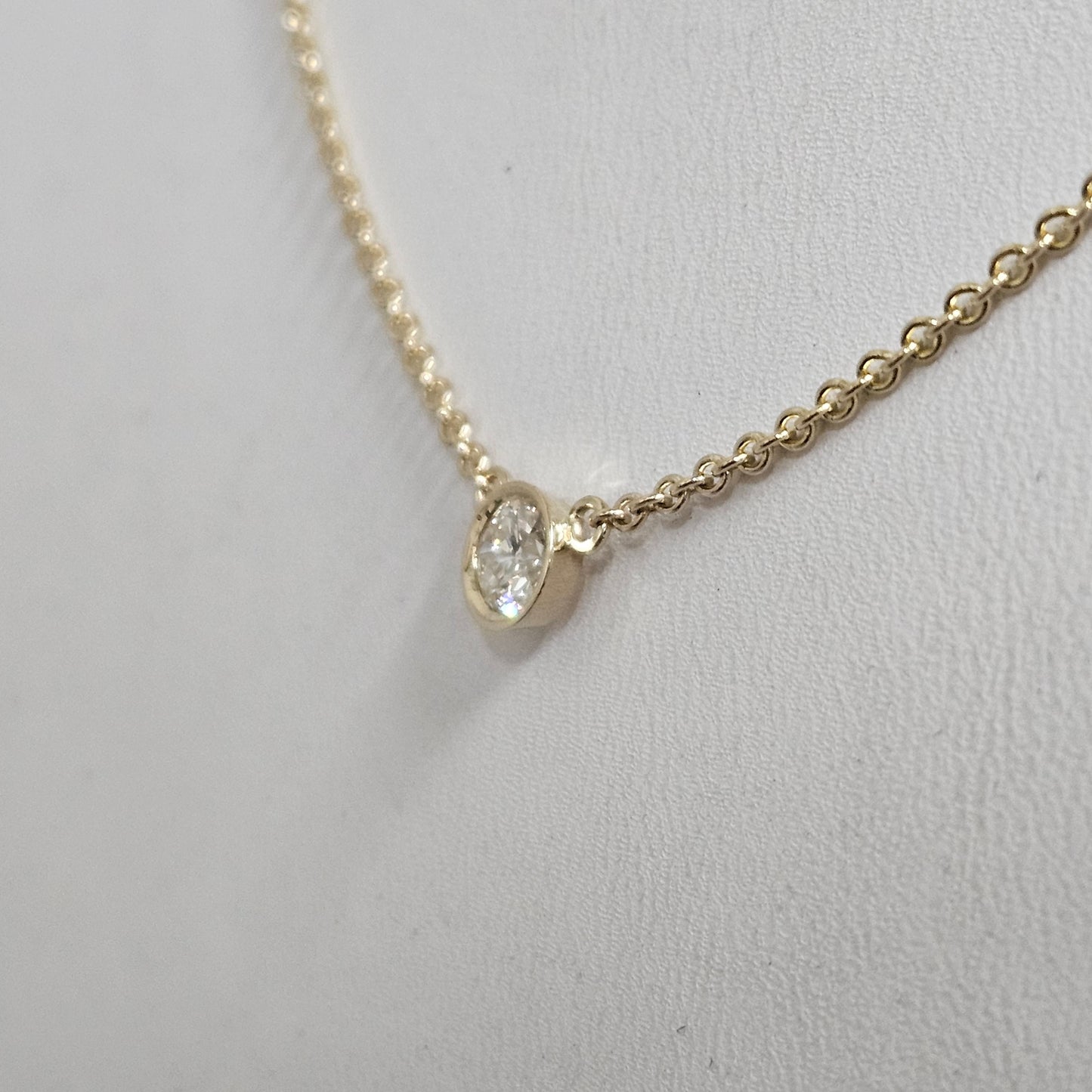Straight Bezel 0.3ct Round Natural Diamond Solitaire Necklace / Diamond Solitaire Pendant / Minimalist Necklace / Anniversary Gift