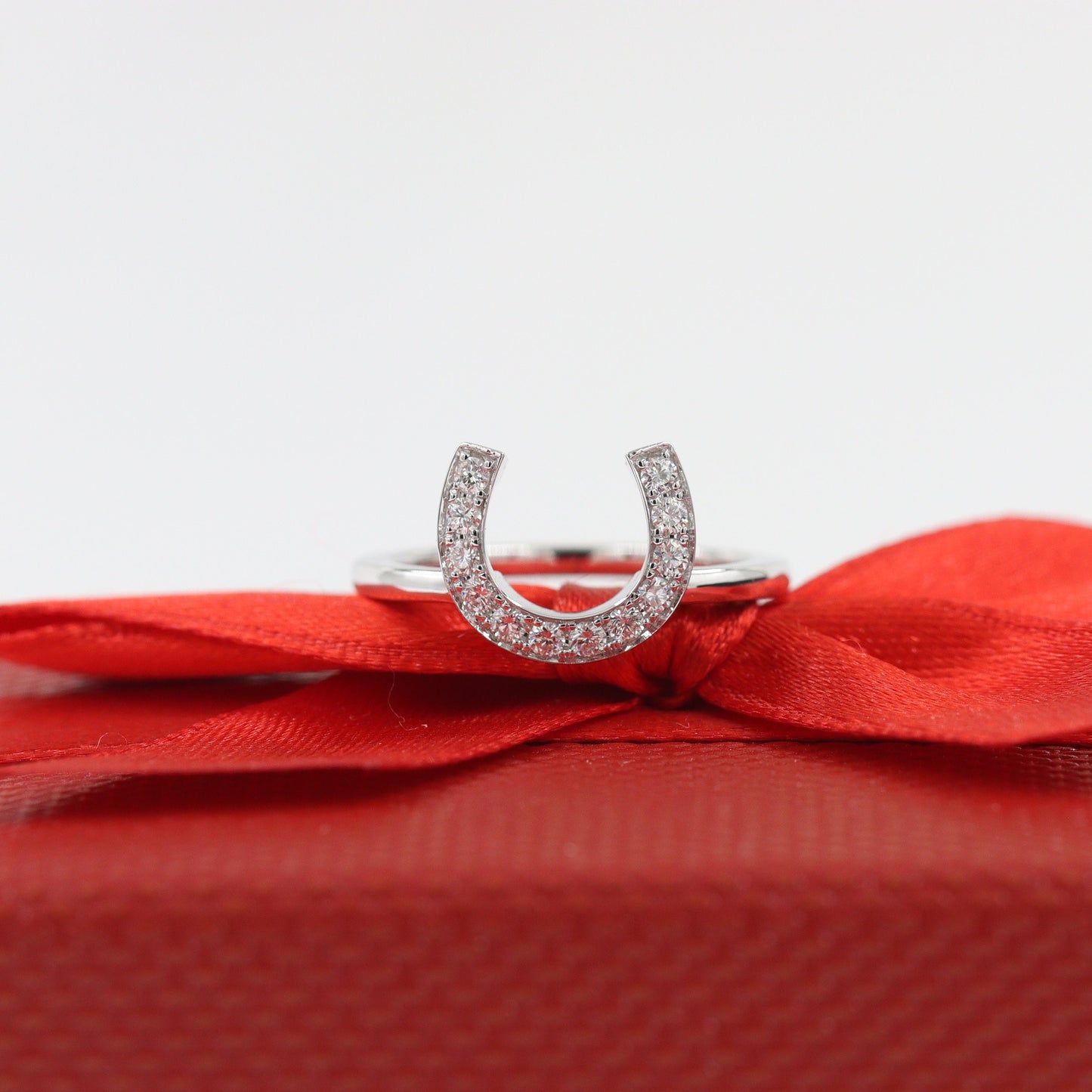 14K Gold Natural Diamond Horseshoe Ring: Stackable Anniversary Band