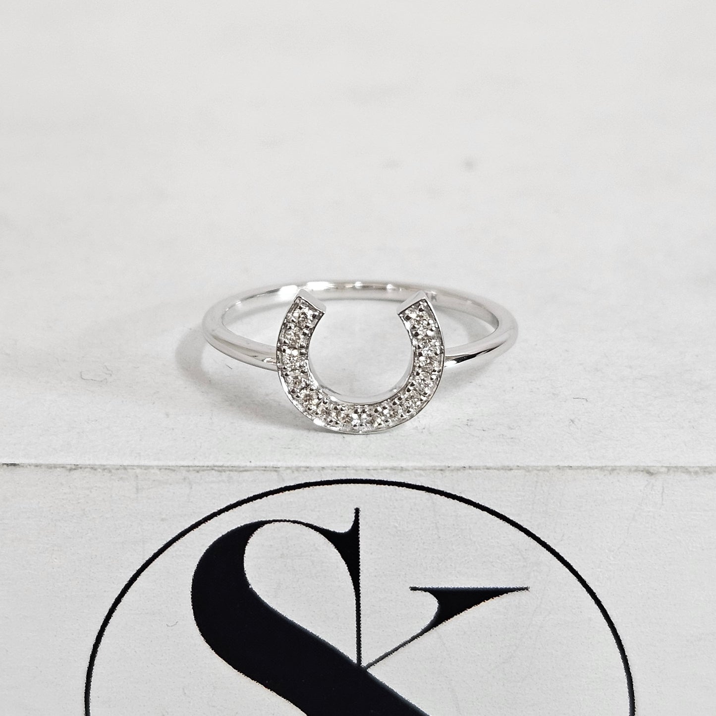 Horse shoe Natural Diamond Ring /Unique Band/14K Solid Gold Diamond Horse shoe Ring/Anniversary Gift