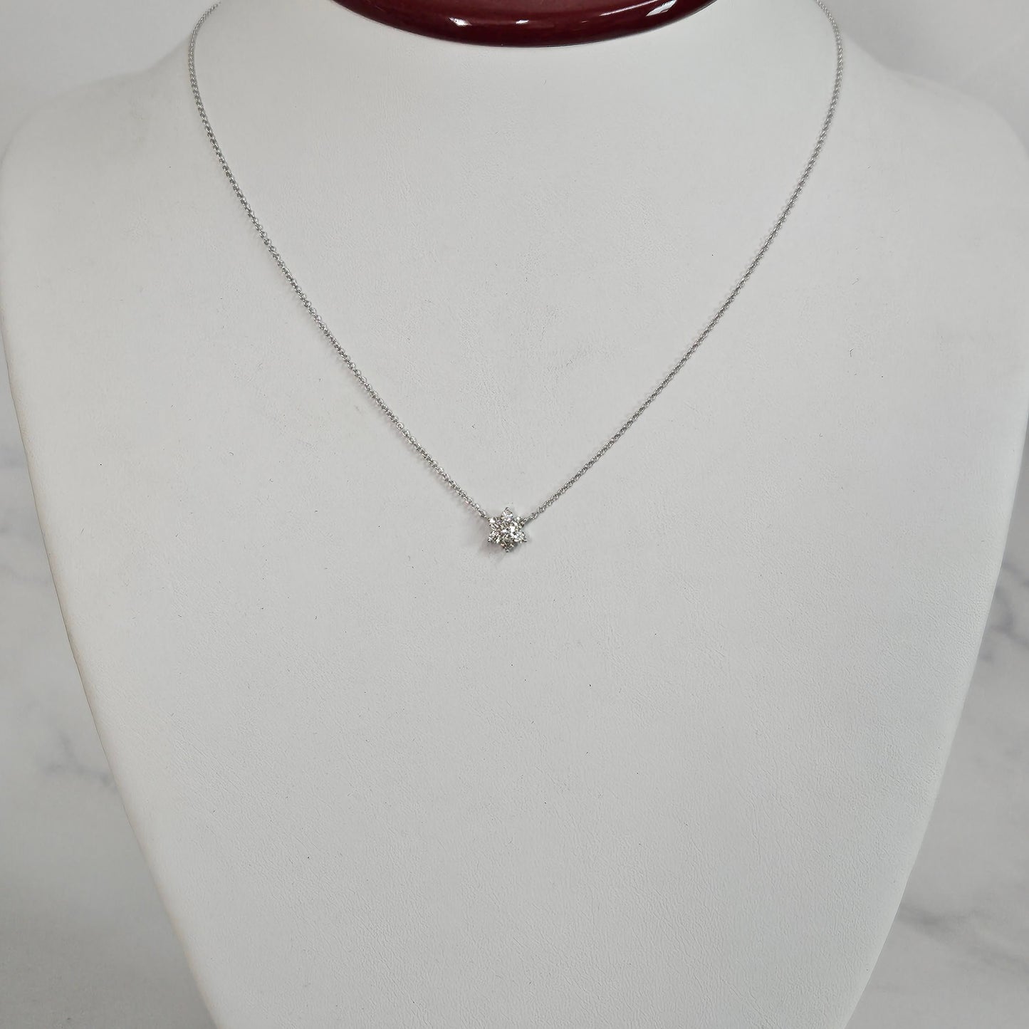 Natural Diamond Necklace/Flower 0.25ct Natural Diamond Pendant /14K Solid Gold Natural Diamond Snowflake Pendant - Anniversary gift