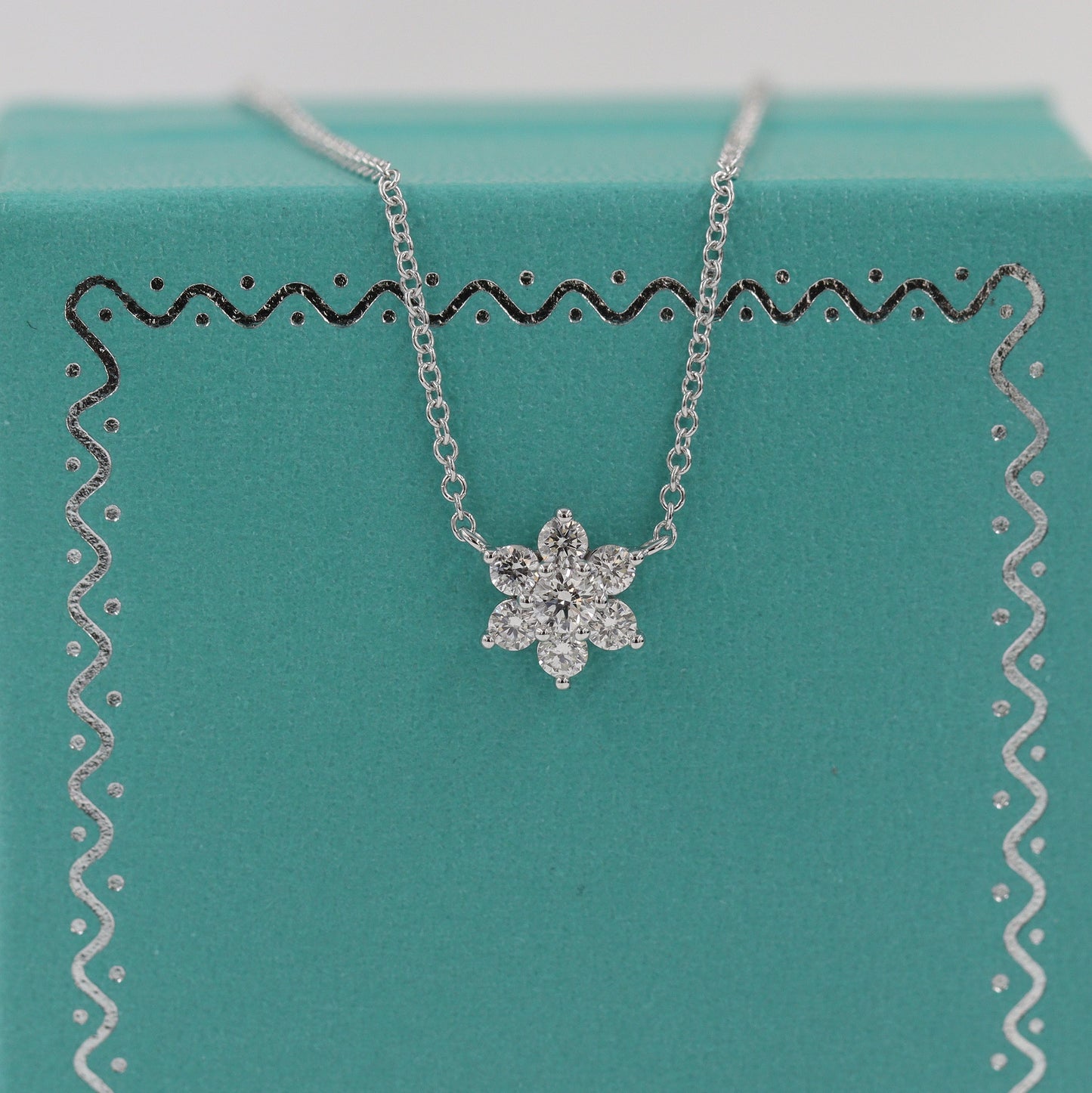 Natural Diamond Necklace/Flower 0.25ct Natural Diamond Pendant /14K Solid Gold Natural Diamond Snowflake Pendant - Anniversary gift
