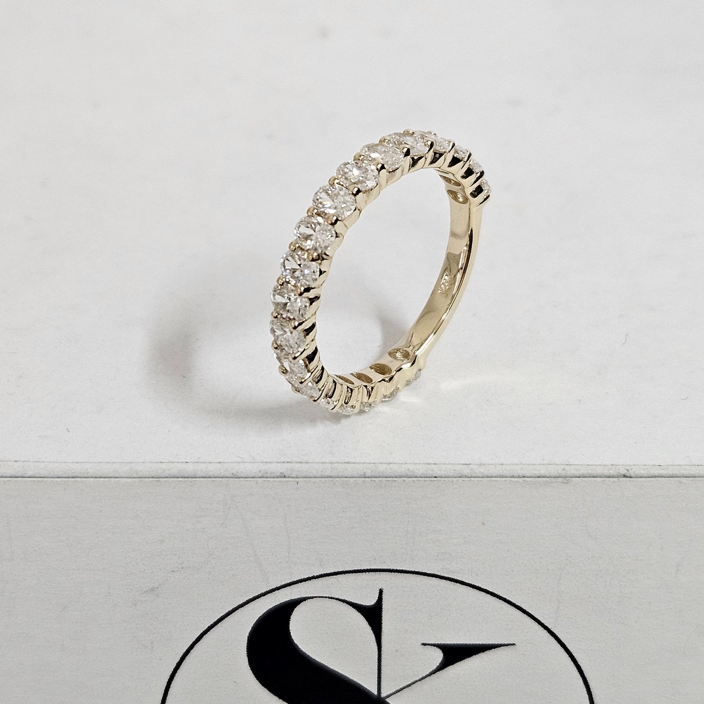 1.9ct Oval Natural Diamond Eternity Band: 14K Gold Anniversary Ring