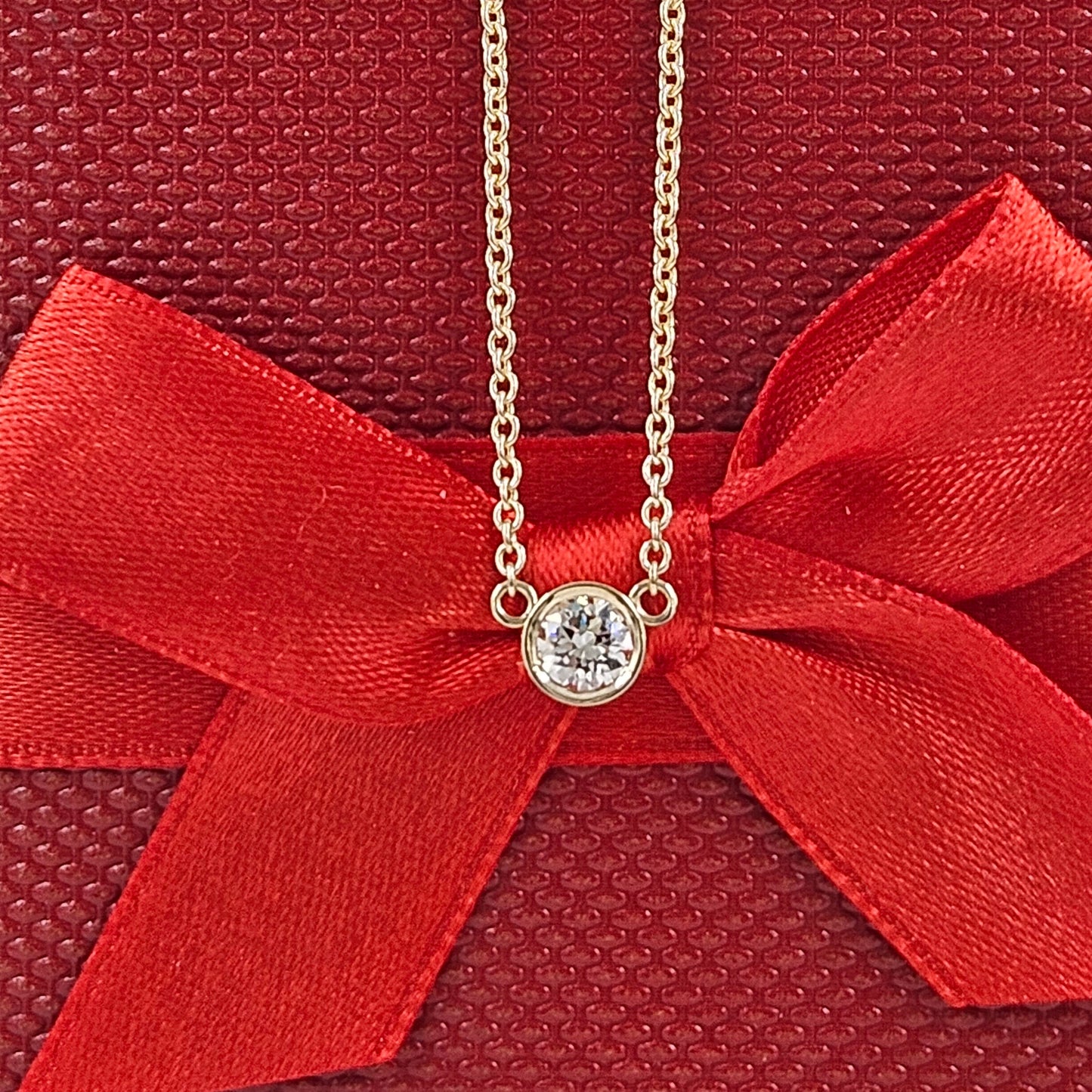 Straight Bezel 0.3ct Round Natural Diamond Solitaire Necklace / Diamond Solitaire Pendant / Minimalist Necklace / Anniversary Gift