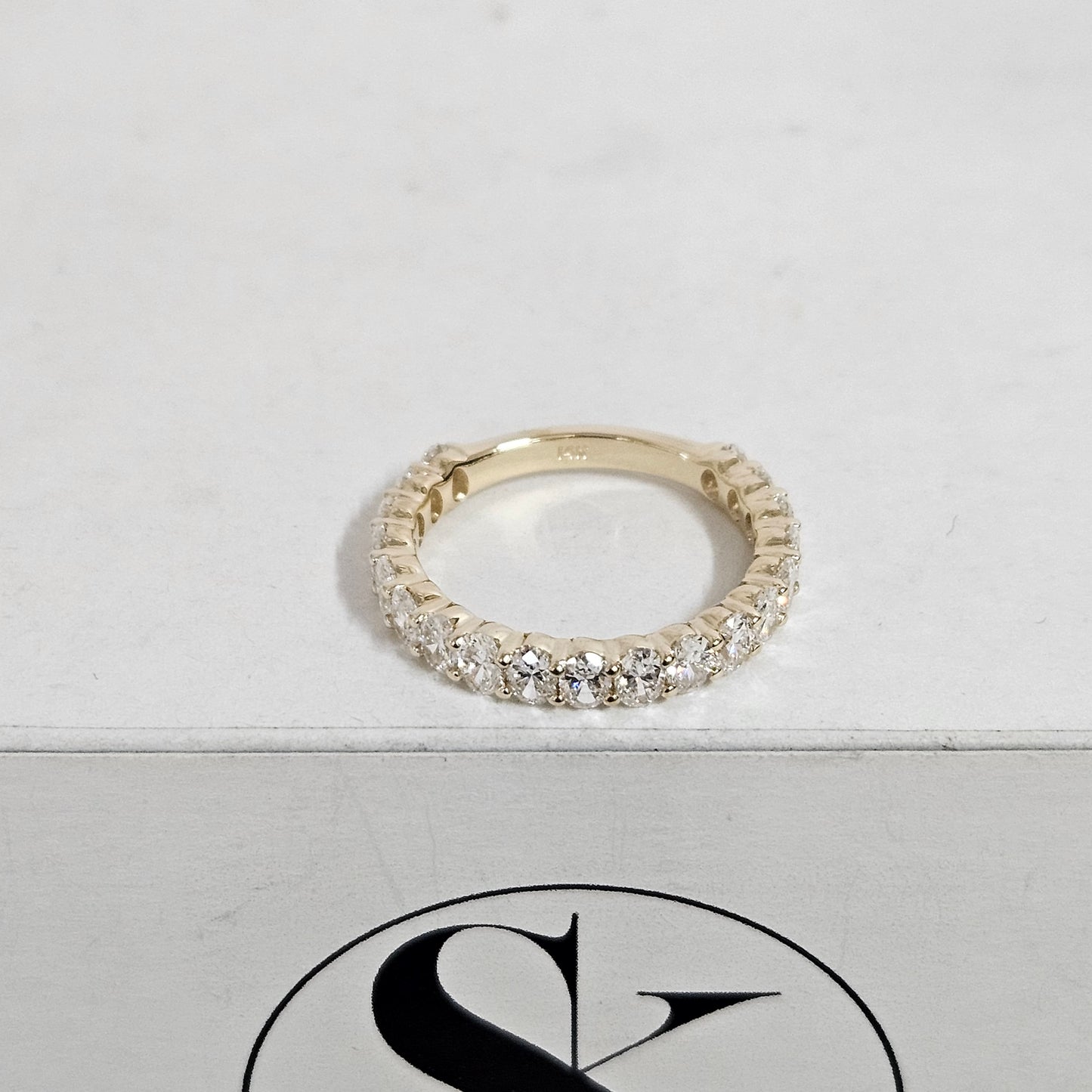 1.9ct Oval Natural Diamond Eternity Band: 14K Gold Anniversary Ring
