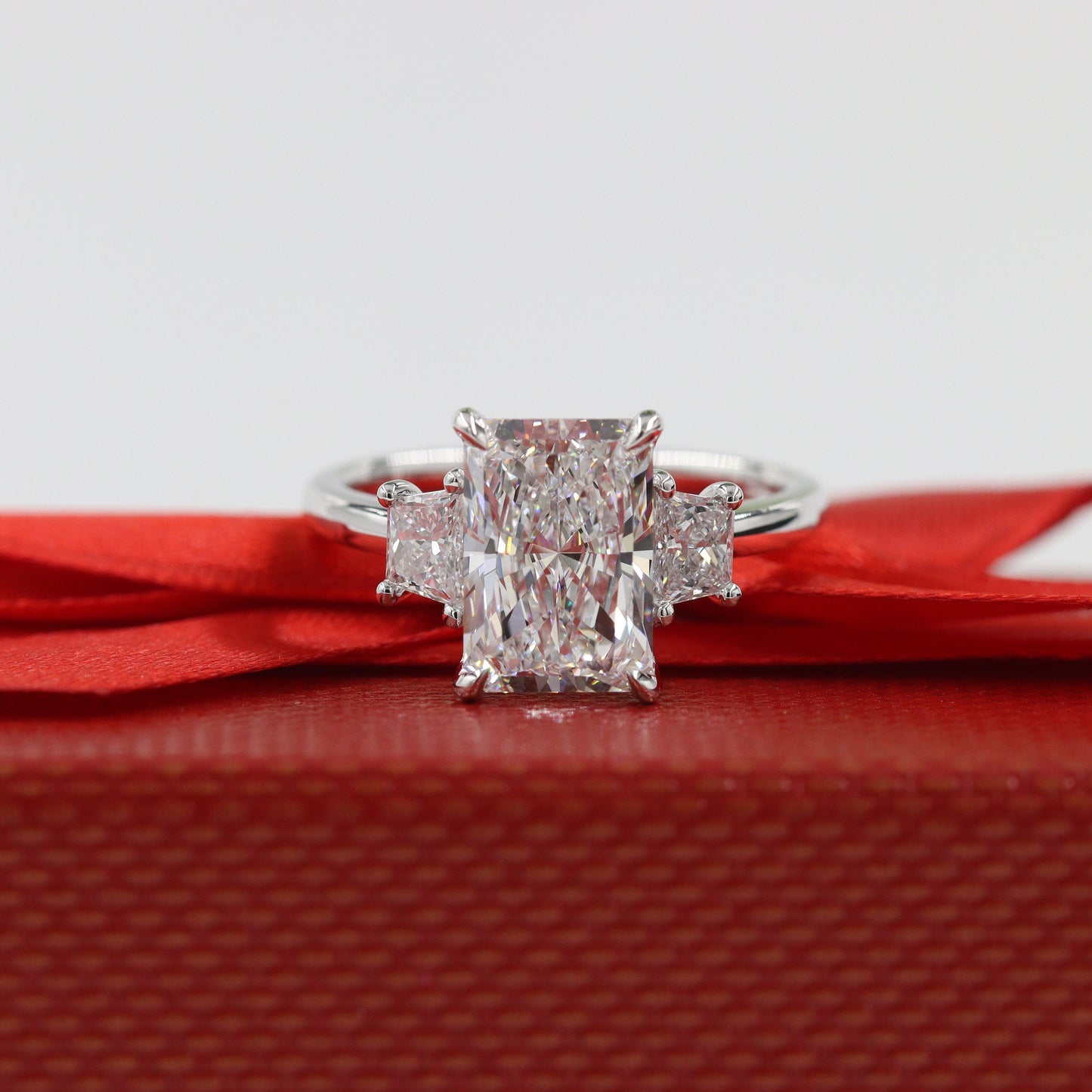 Radiant Cut Stackable Diamond Ring / Center 5ct IGI Certified Lab Diamond Engagement Ring / Total 6ct  Diamond Ring / Anniversary gift