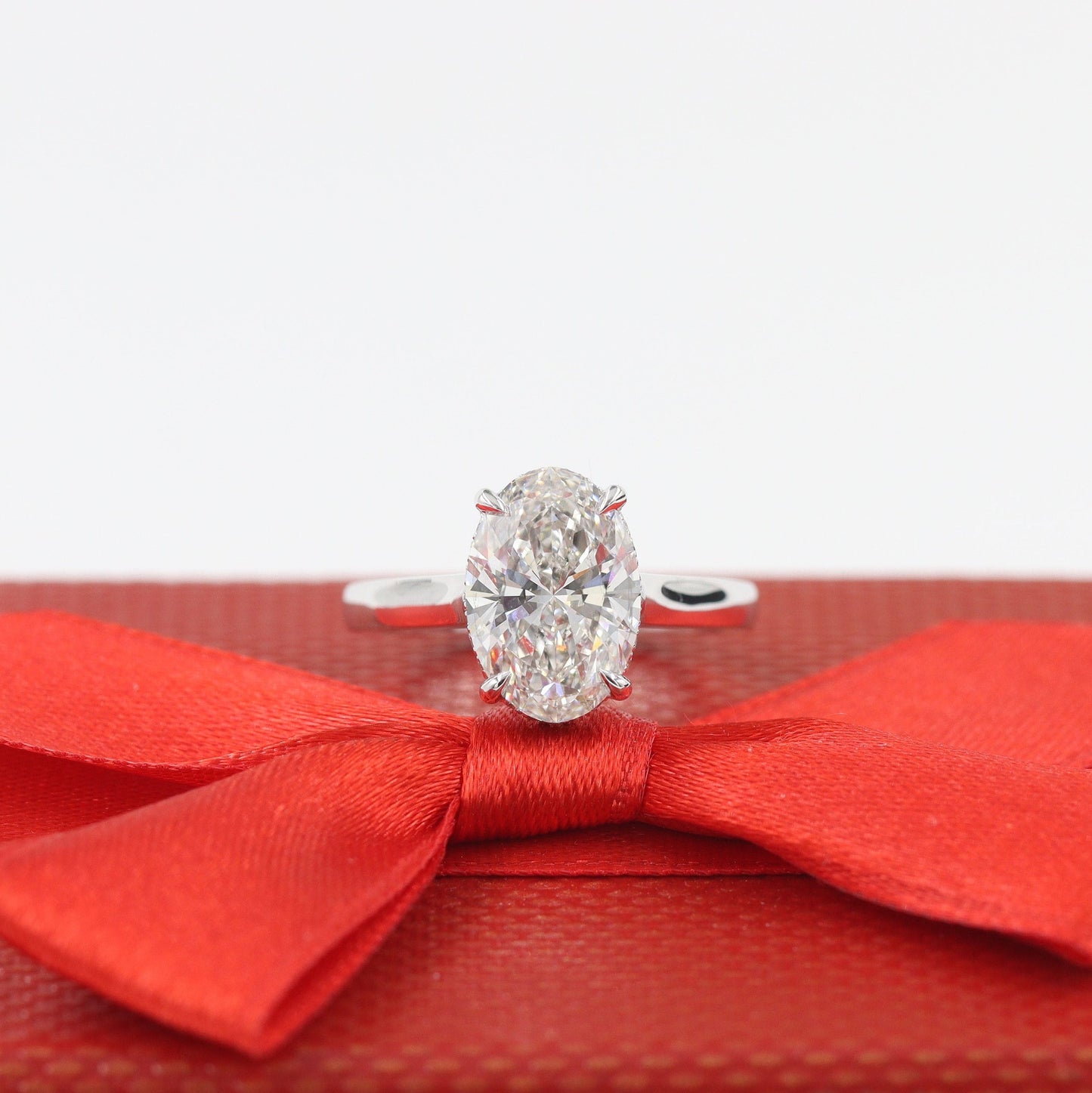3ct Oval Diamond Engagement Ring: 14K Gold Hidden Halo Diamond Ring  - Anniversary gift