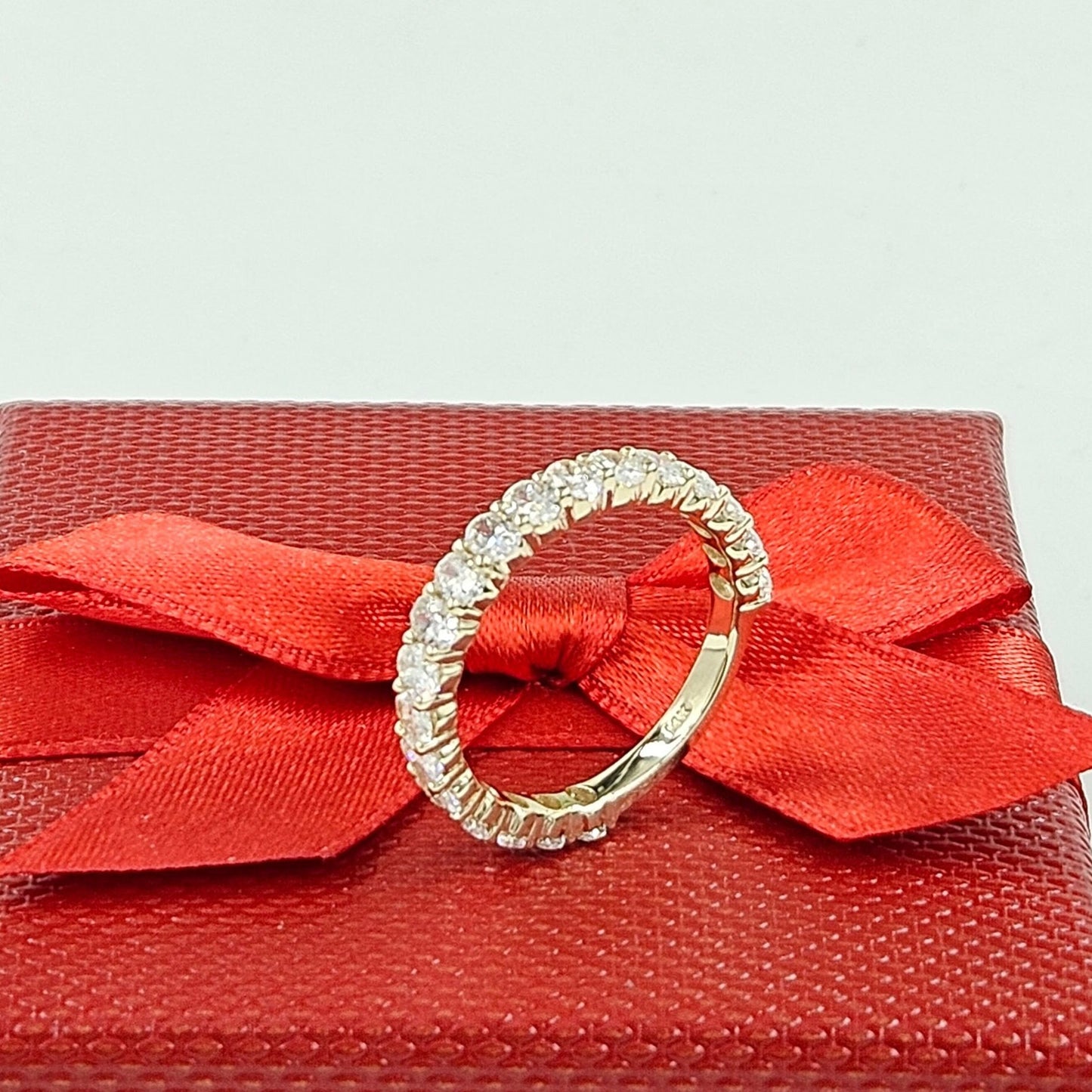 1.9ct Oval Natural Diamond Eternity Band: 14K Gold Anniversary Ring