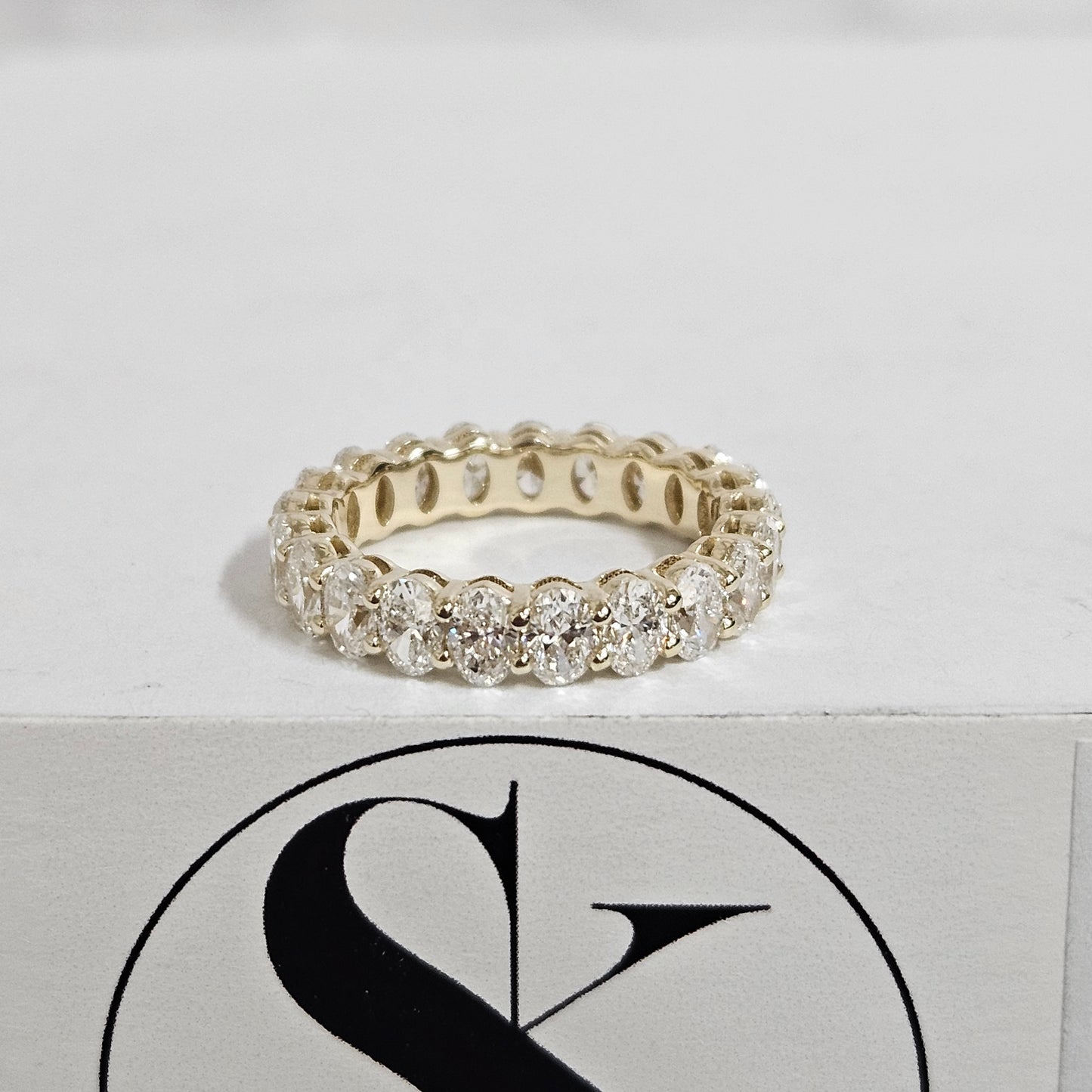Handmade 14K Gold Oval Diamond Eternity Wedding Band- Anniversary gift