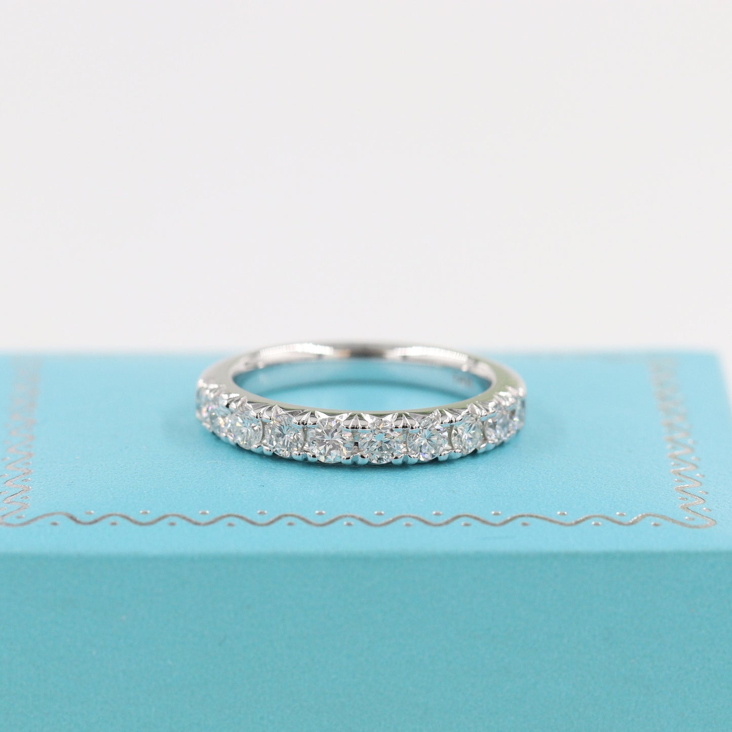 French Pave 1ct Natural Diamond Wedding Band: 14K Gold Anniversary Ring - French Pave 3.5mm Width Ring - Anniversary gift