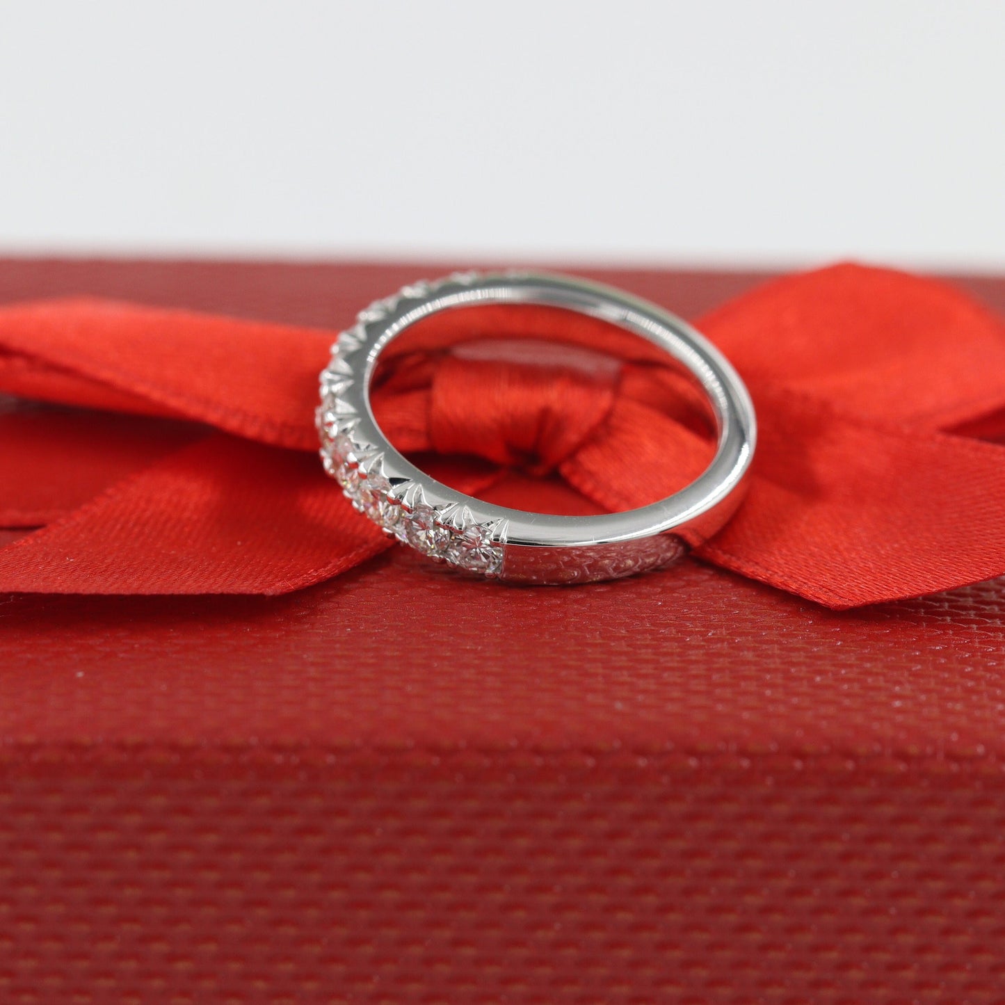 French Pave 1ct Natural Diamond Wedding Band: 14K Gold Anniversary Ring - French Pave 3.5mm Width Ring - Anniversary gift