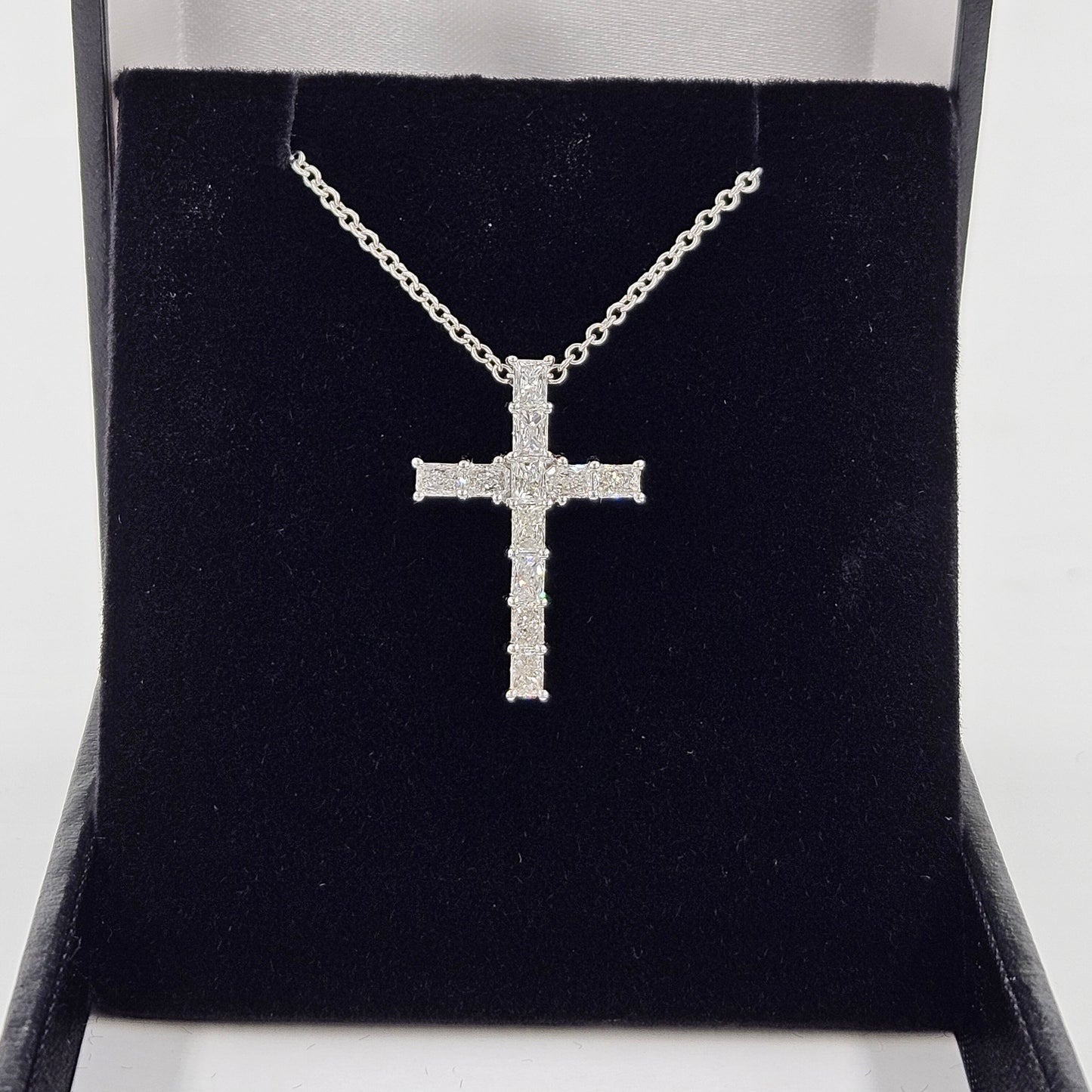 Radiant Cut Diamond Cross Pendant/14K gold Radiant Cut Men , Women Diamond Cross Pendant/Anniversary Gift