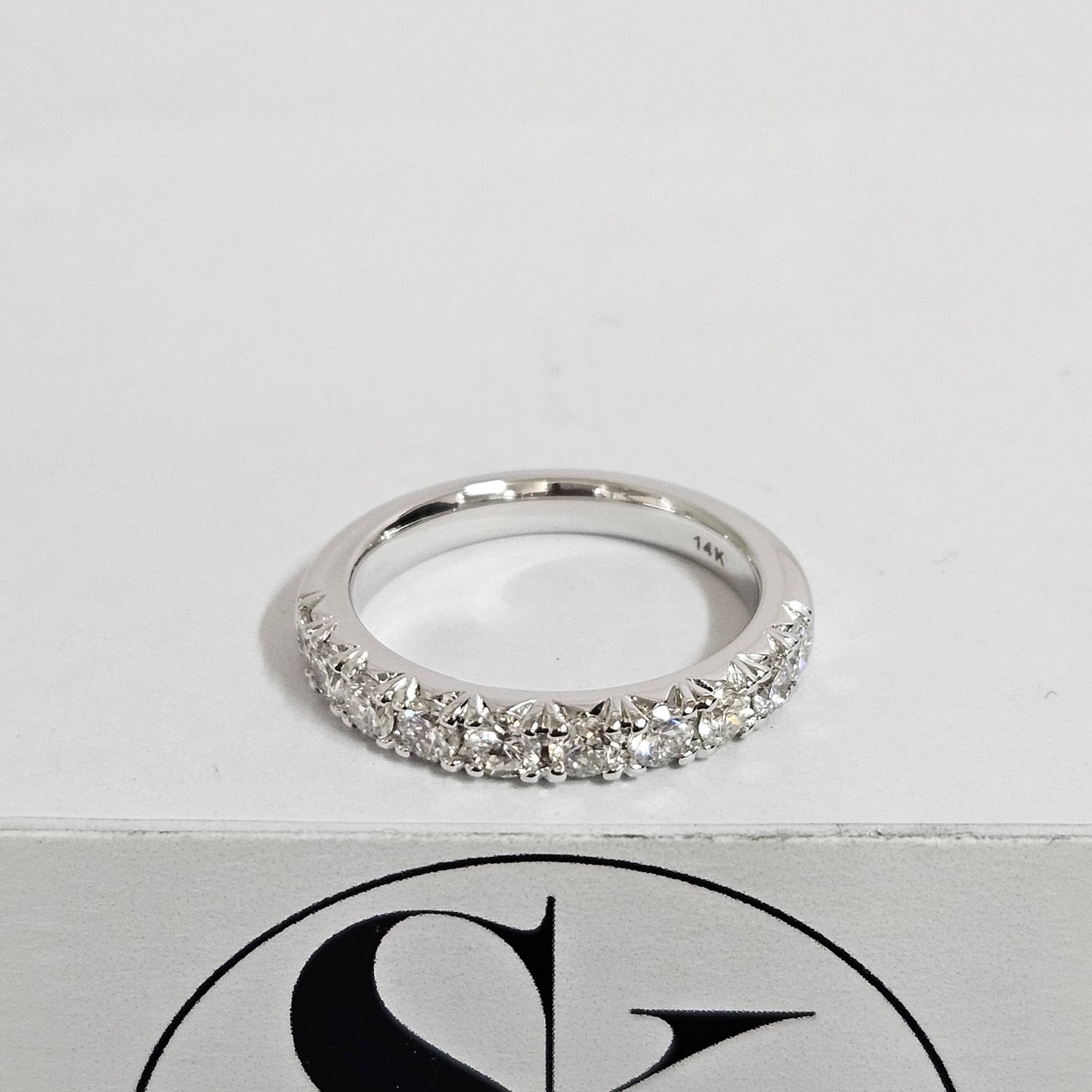 French Pave 1ct Natural Diamond Wedding Band: 14K Gold Anniversary Ring - French Pave 3.5mm Width Ring - Anniversary gift