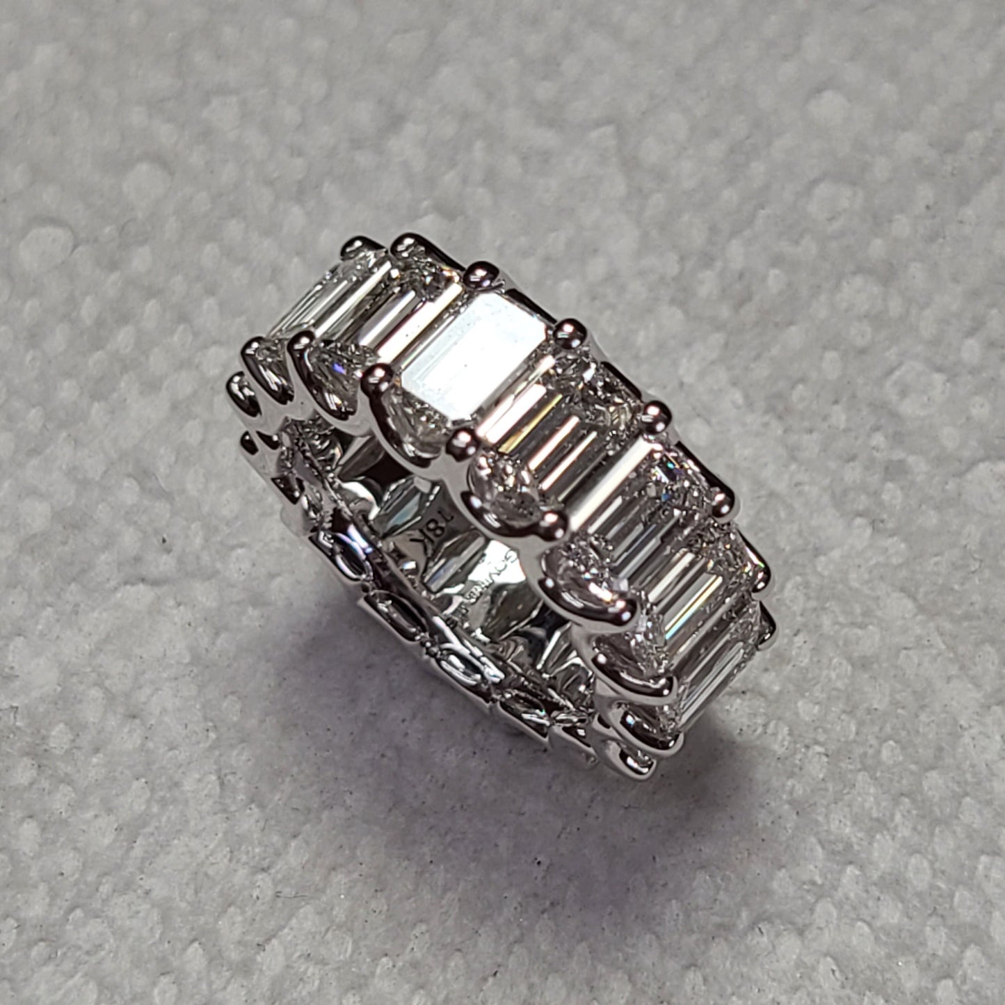 12ct Emerald Cut Diamond Eternity 9mm Ring - 14K Gold Diamond Wedding Band - Anniversary gift