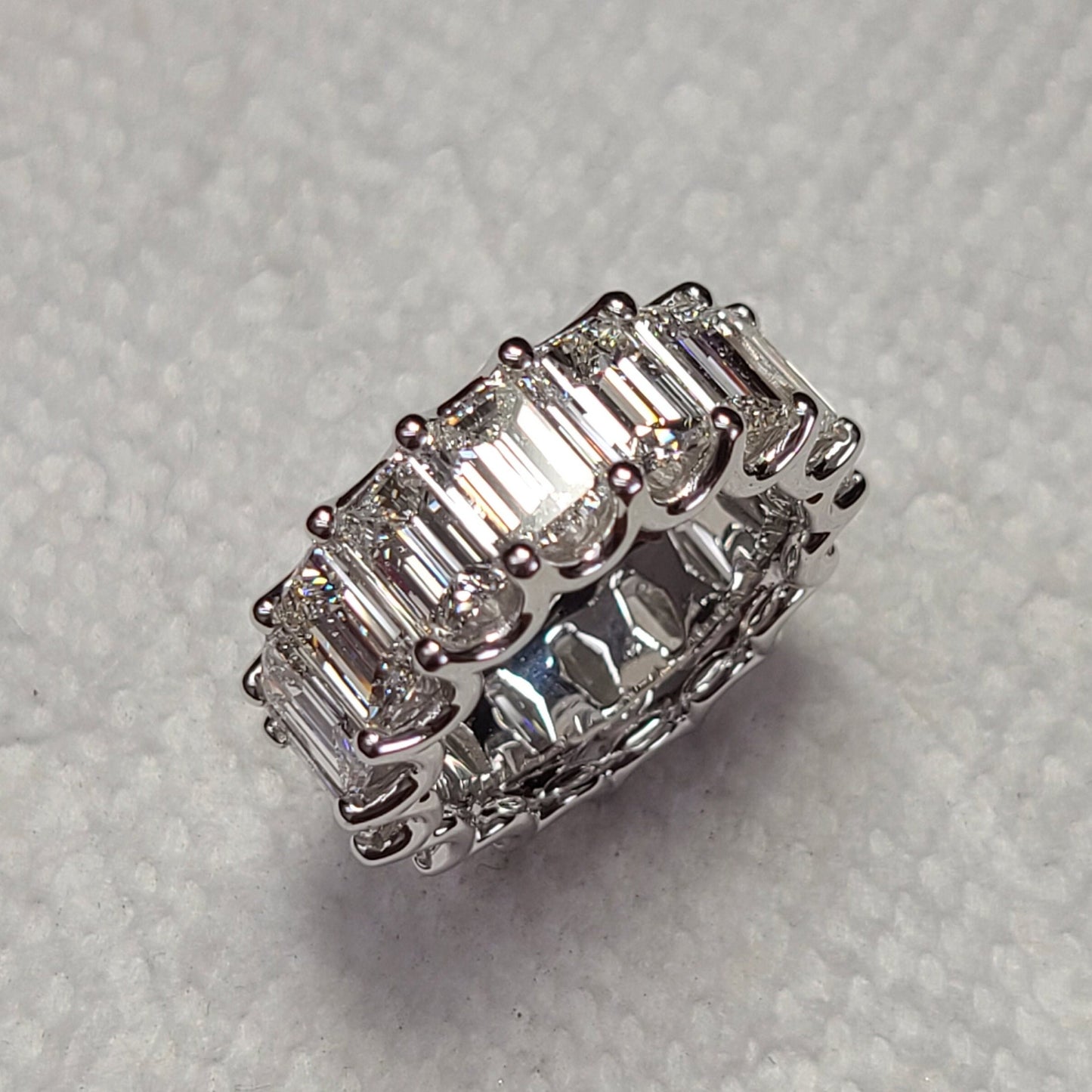 12ct Emerald Cut Diamond Eternity 9mm Ring - 14K Gold Diamond Wedding Band - Anniversary gift