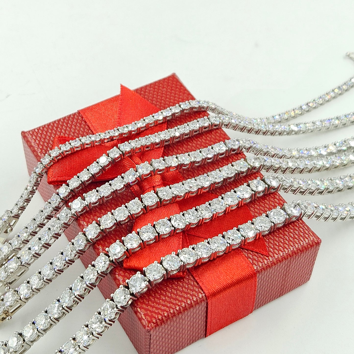 Round Diamond Tennis Bracelet: 14K Gold Diamond Bracelet - Anniversary gift