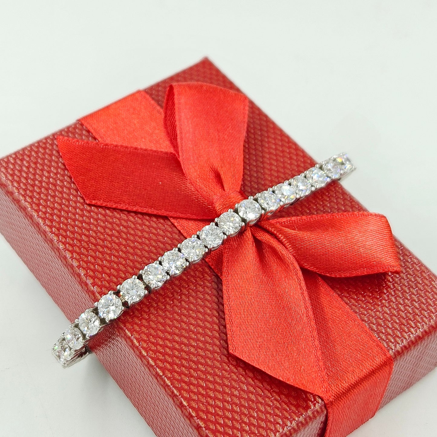 Round Diamond Tennis Bracelet: 14K Gold Diamond Bracelet - Anniversary gift