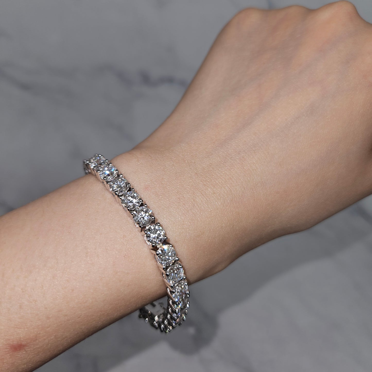 20ct Round Diamond Tennis Bracelet: 14K Gold Diamond Bracelet - Anniversary gift