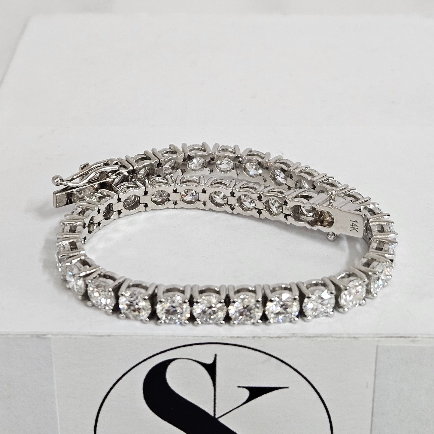 17ct Round Diamond Tennis Bracelet: 14K Gold Diamond Bracelet - Anniversary gift