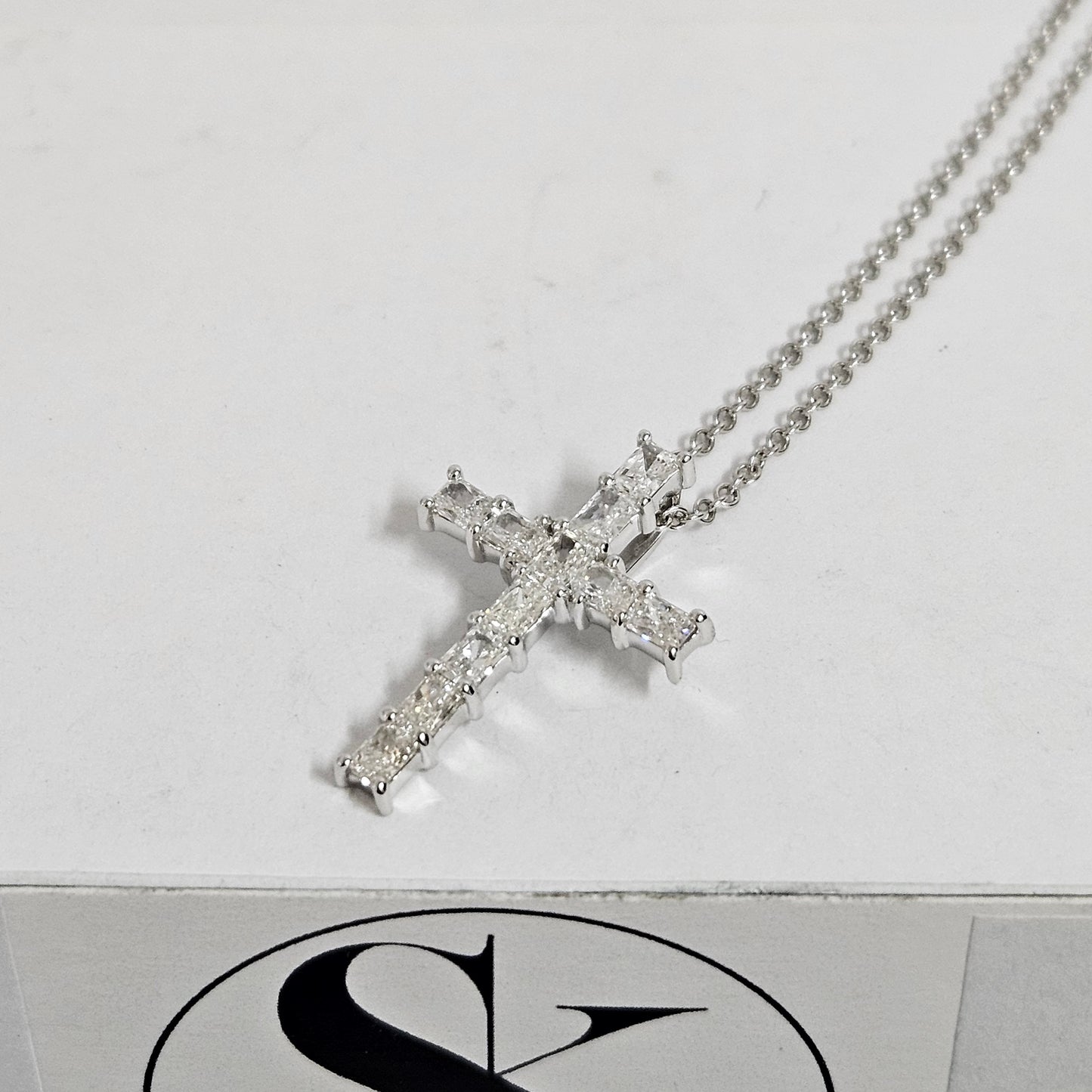 Radiant Cut Diamond Cross Pendant/14K gold Radiant Cut Men , Women Diamond Cross Pendant/Anniversary Gift