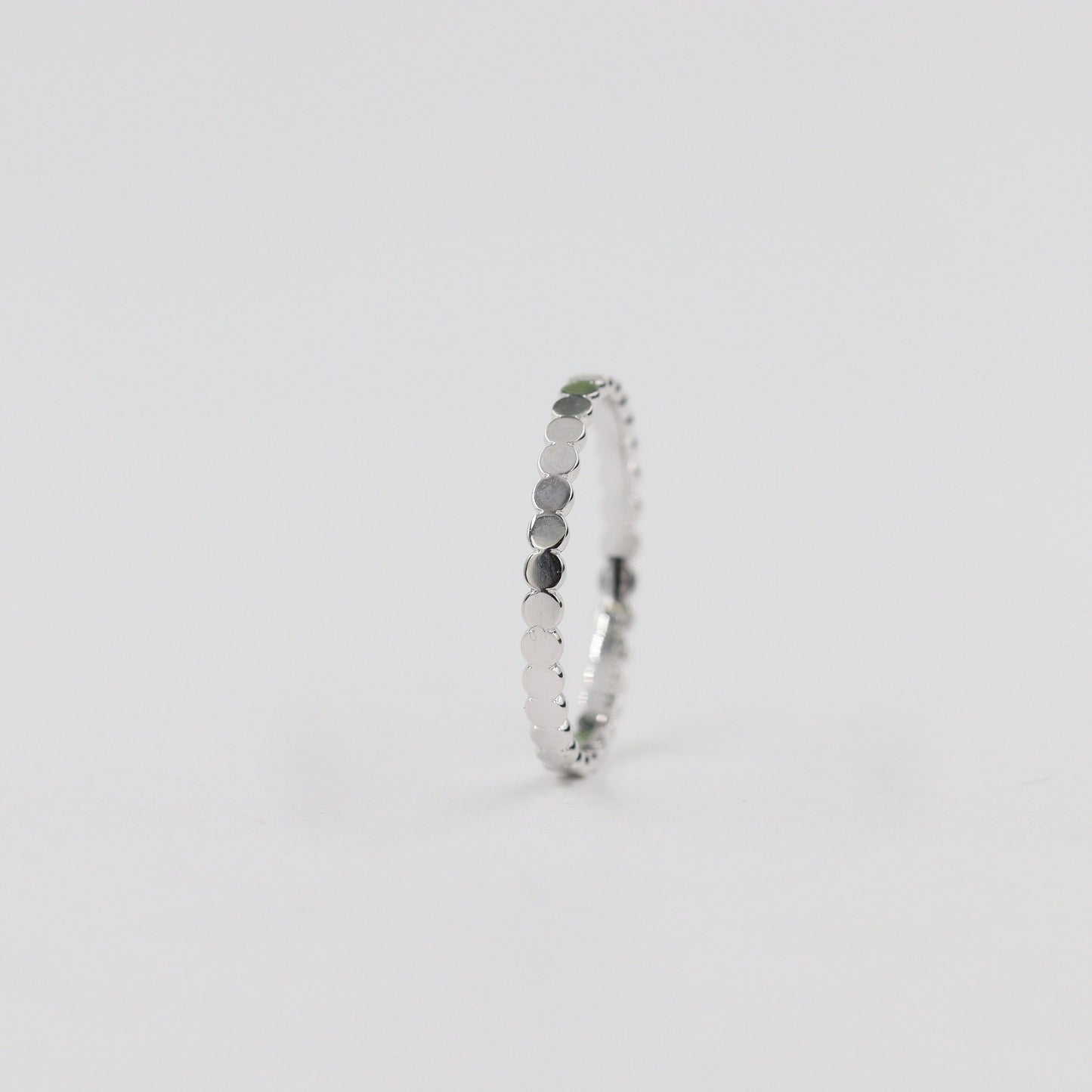 14K Gold Flat Bead Ring/ Dotted Band/ Perfect Matching Band/ Flat Circle Wedding Band/ Stackable Ring / Anniversary Gift