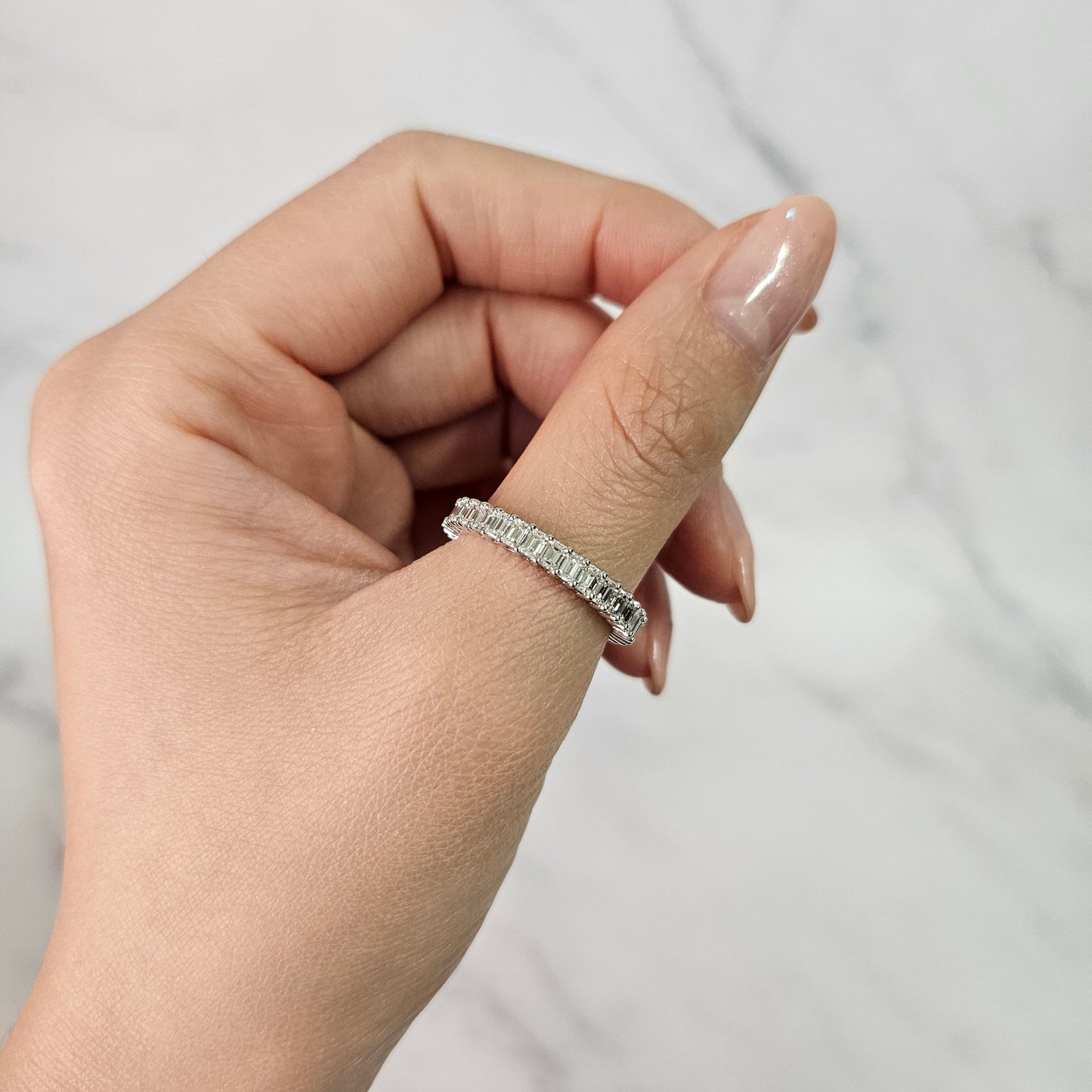 2ct Emerald Cut Natural Diamond Eternity Band - 14k Gold Wedding Ring - Anniversary gift