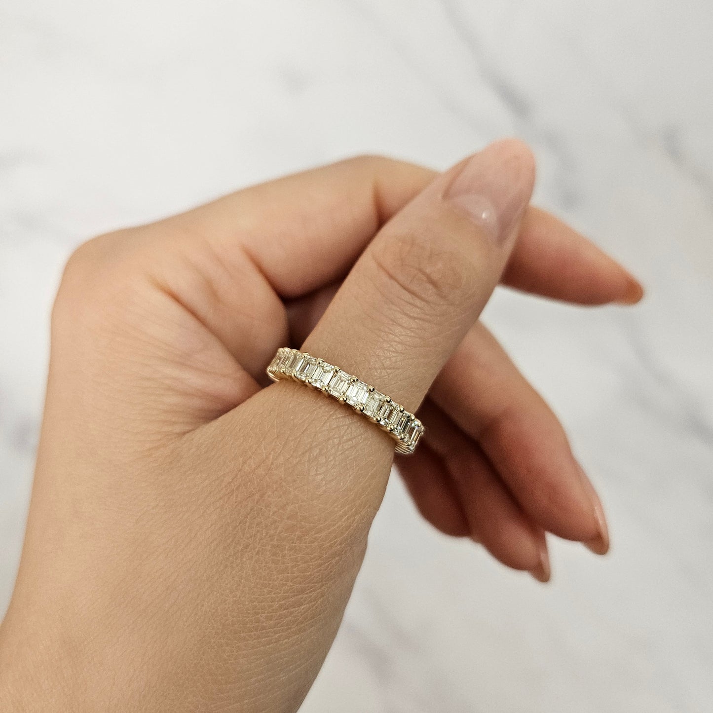 2.8ct Emerald Cut Natural Diamond Full Eternity 14K Gold Wedding Band- Anniversary Gift