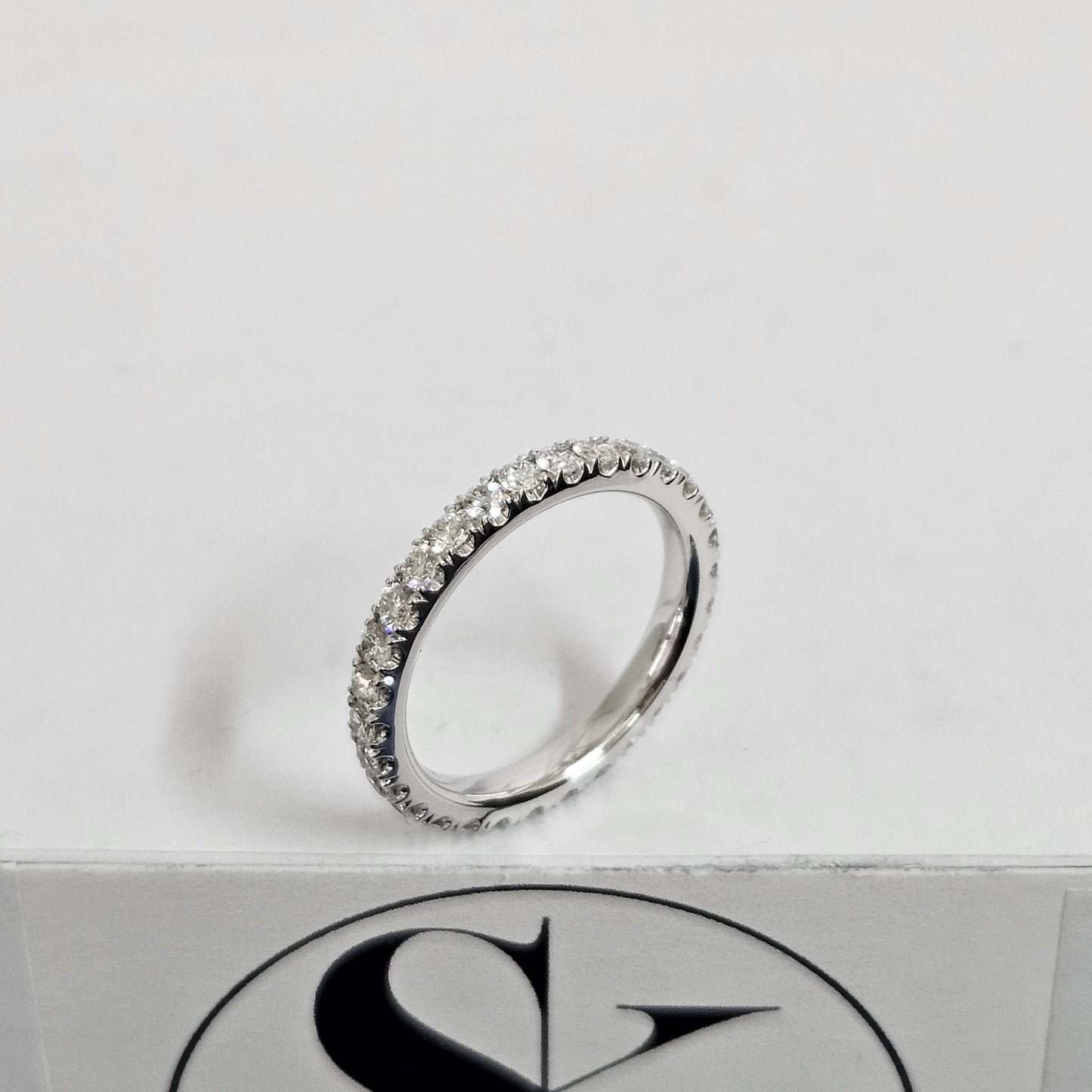 Handmade 14K Gold Full Eternity Natural Diamond Wedding Band (2.2mm)- Anniversary gift