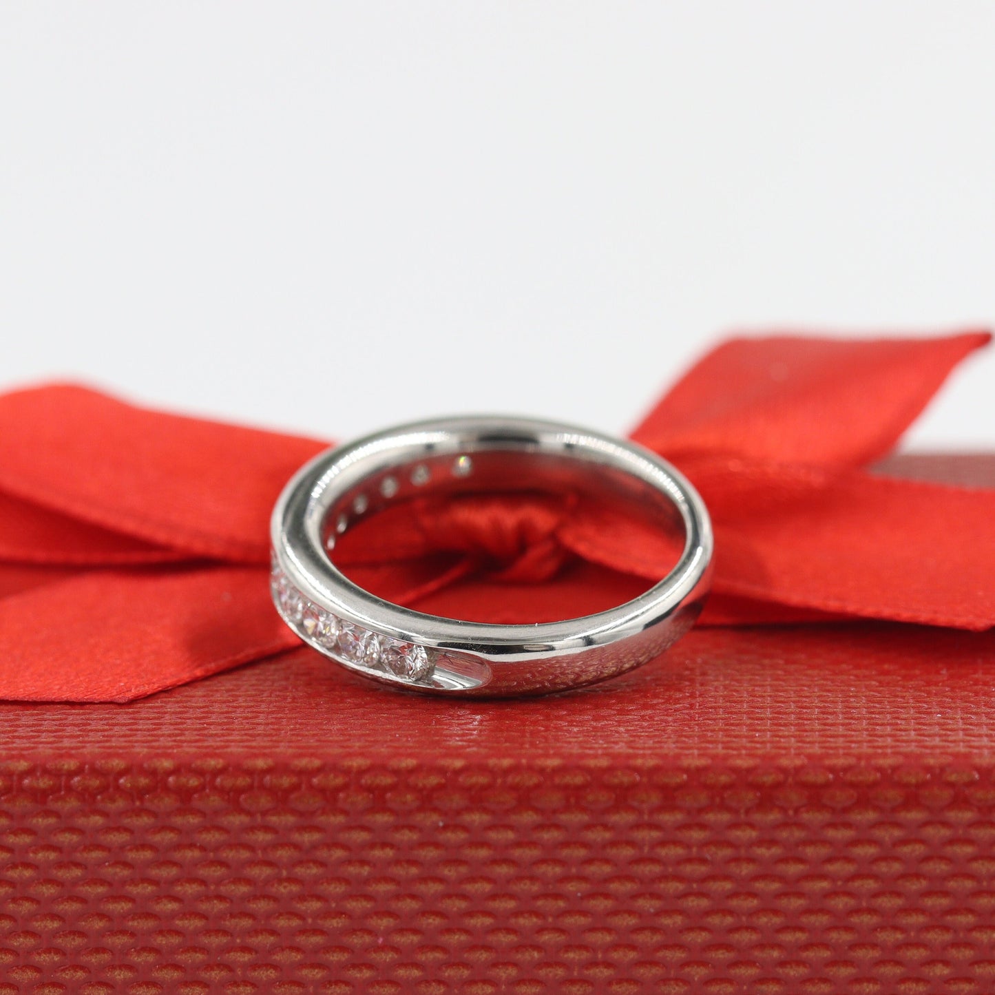 Channel Set 1ct Natural Diamond Wedding Band: Platinum Anniversary Ring