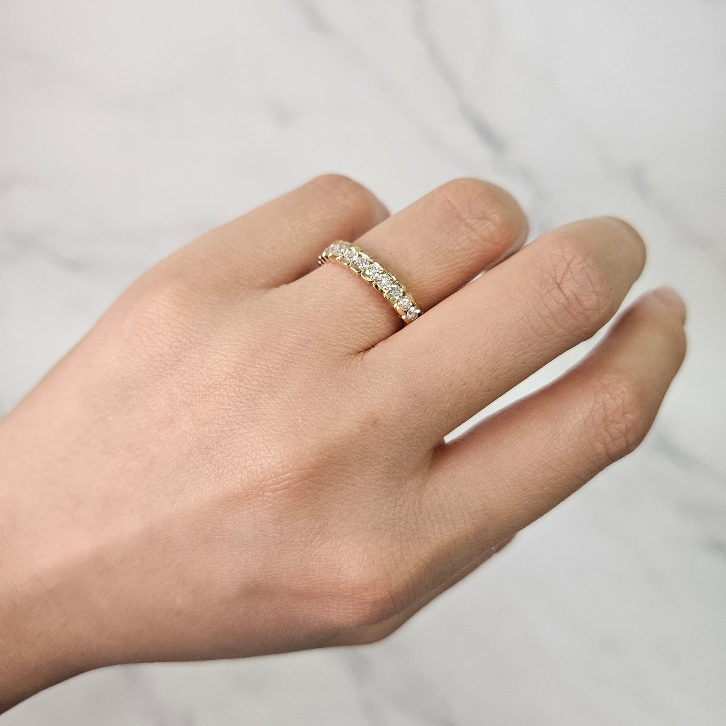 14K Gold Natural Diamond Eternity Band: 18K Gold ,Platinum Channel Set Round Diamond Wedding 3.6mm Ring - Anniversary gift