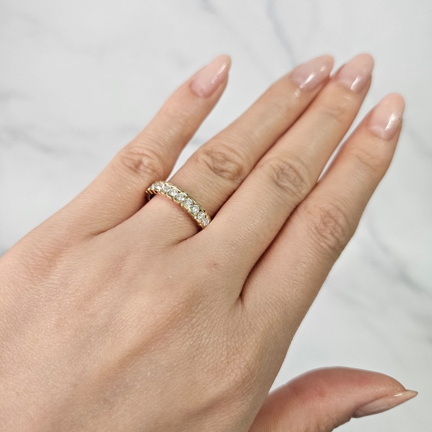 14K Gold Natural Diamond Eternity Band: 18K Gold ,Platinum Channel Set Round Diamond Wedding 3.6mm Ring - Anniversary gift