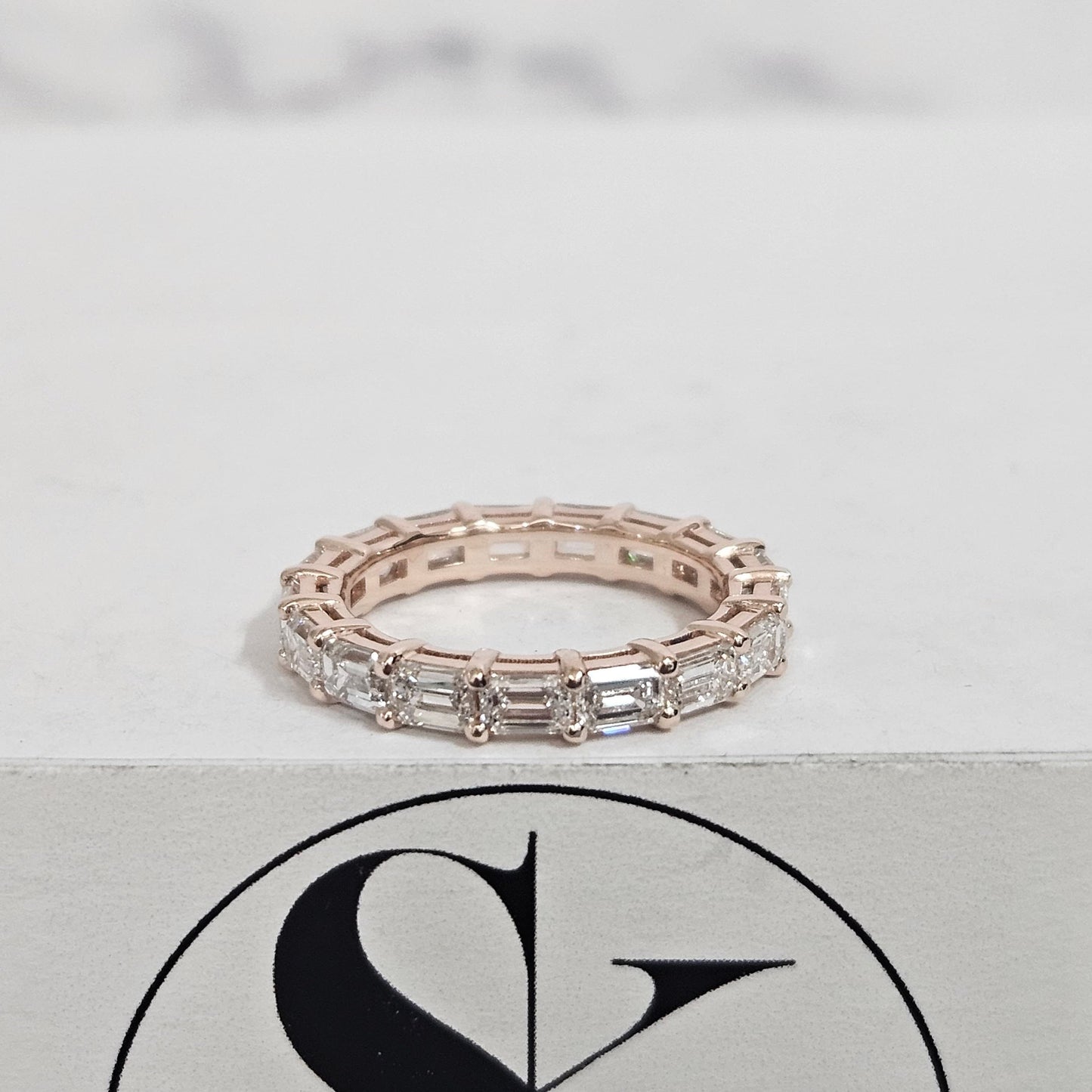 Emerald Cut Diamond Full Eternity Ring - 14K Gold Diamond Wedding Band