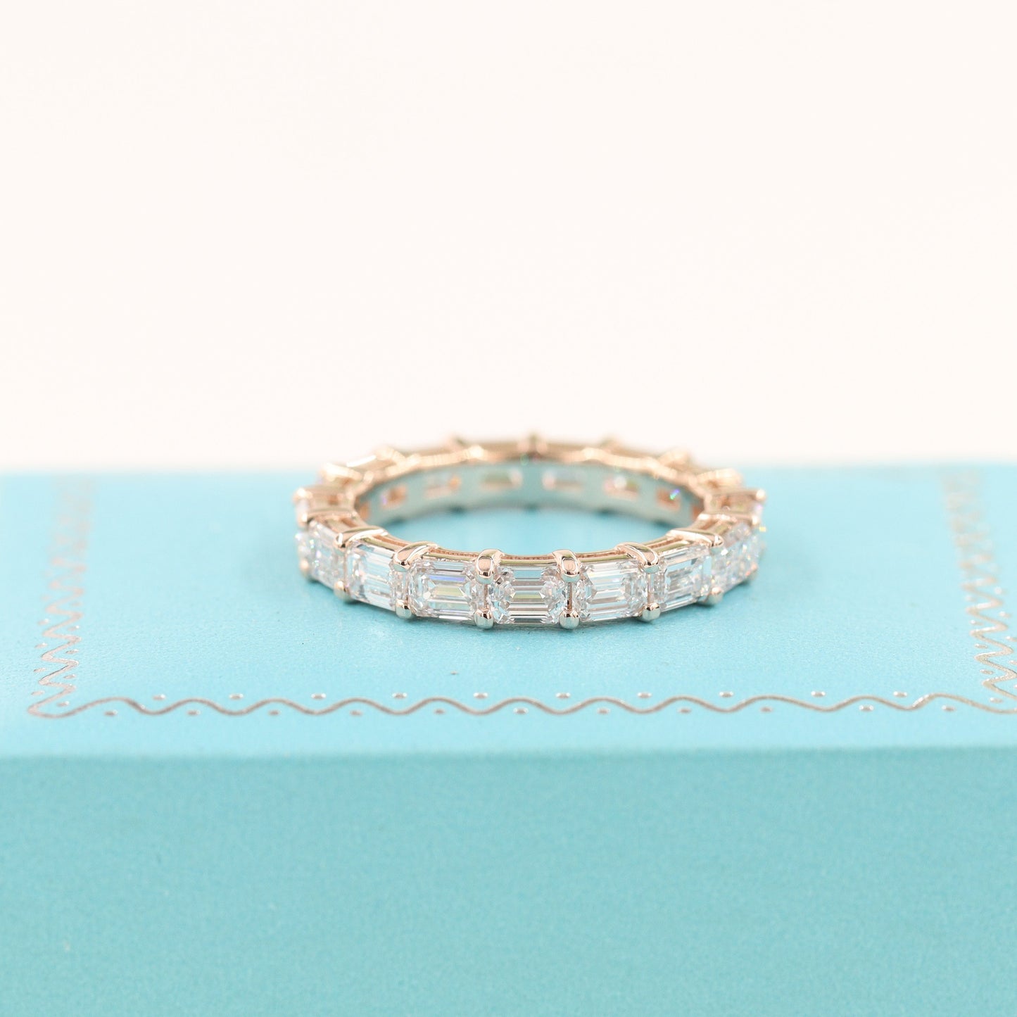 Emerald Cut Diamond Full Eternity Ring - 14K Gold Diamond Wedding Band