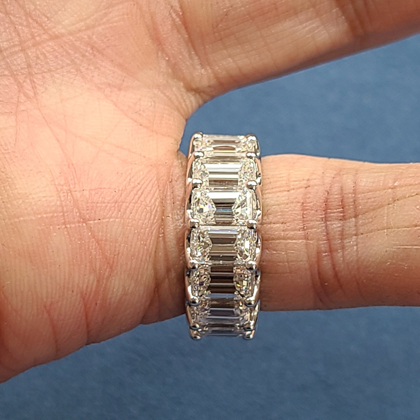 12ct Emerald Cut Diamond Eternity 9mm Ring - 14K Gold Diamond Wedding Band - Anniversary gift
