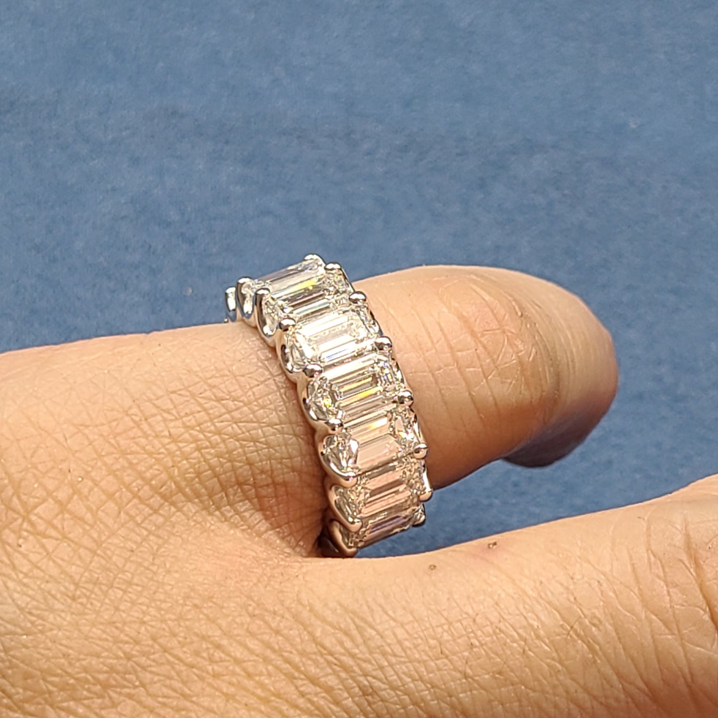 12ct Emerald Cut Diamond Eternity 9mm Ring - 14K Gold Diamond Wedding Band - Anniversary gift