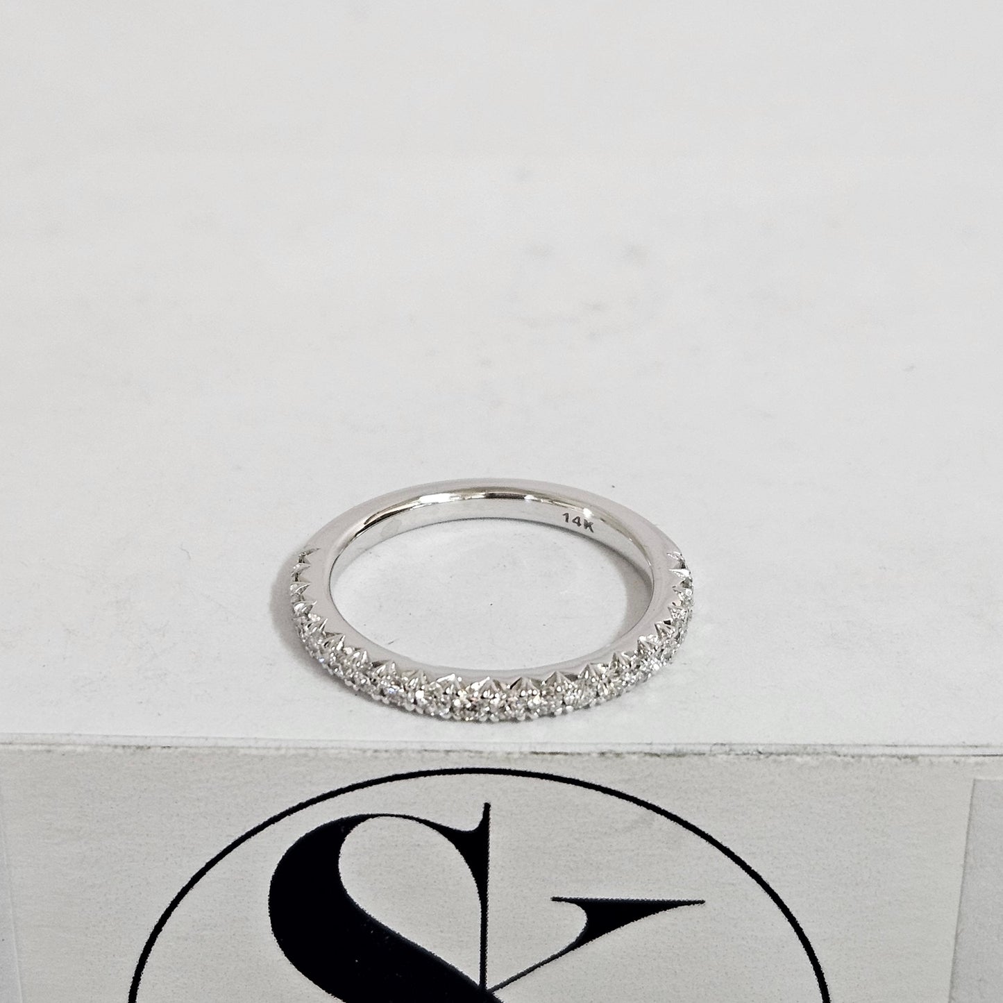 Half Eternity Diamond Band: 14K Gold French Pave Wedding Ring - French Pave 2.0mm Width Ring - Anniversary gift