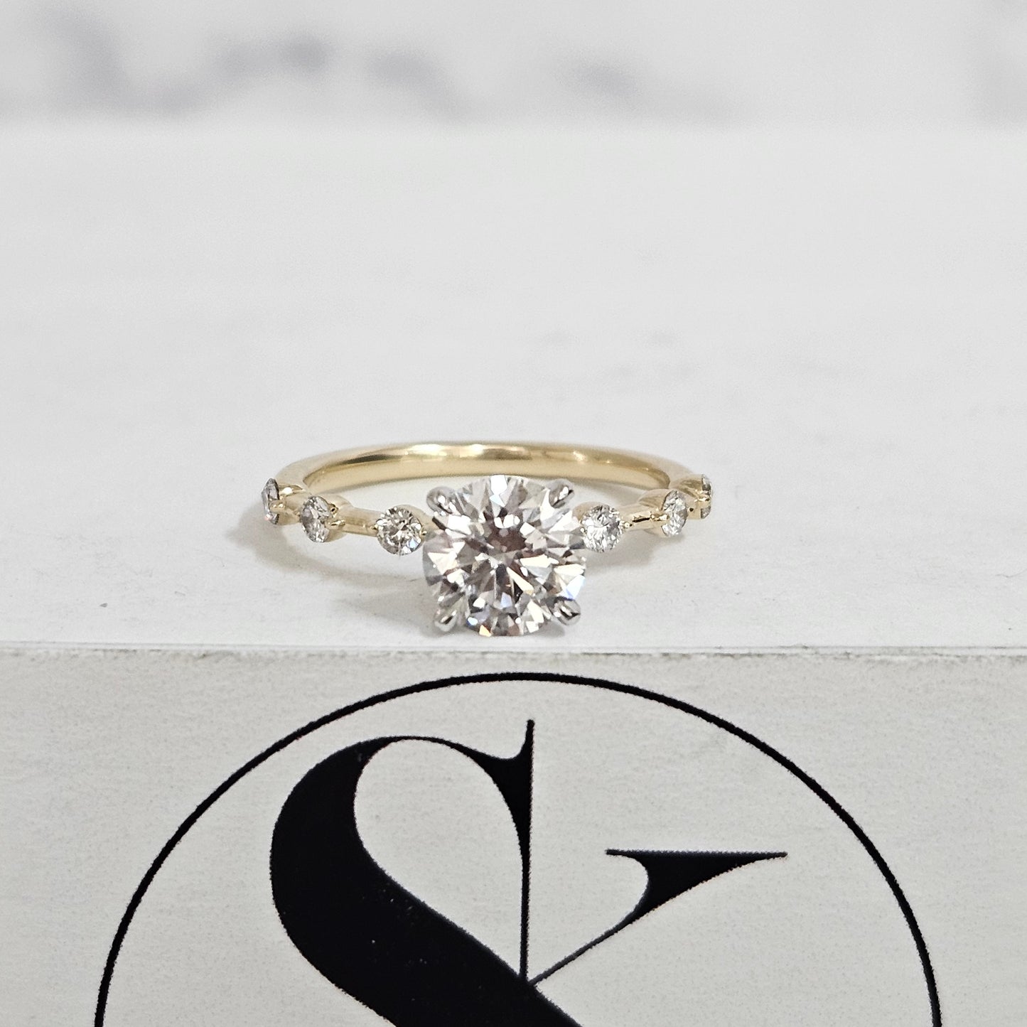 Handmade Total 1.37ct Diamond Engagement Ring: 14K Gold Anniversary Ring