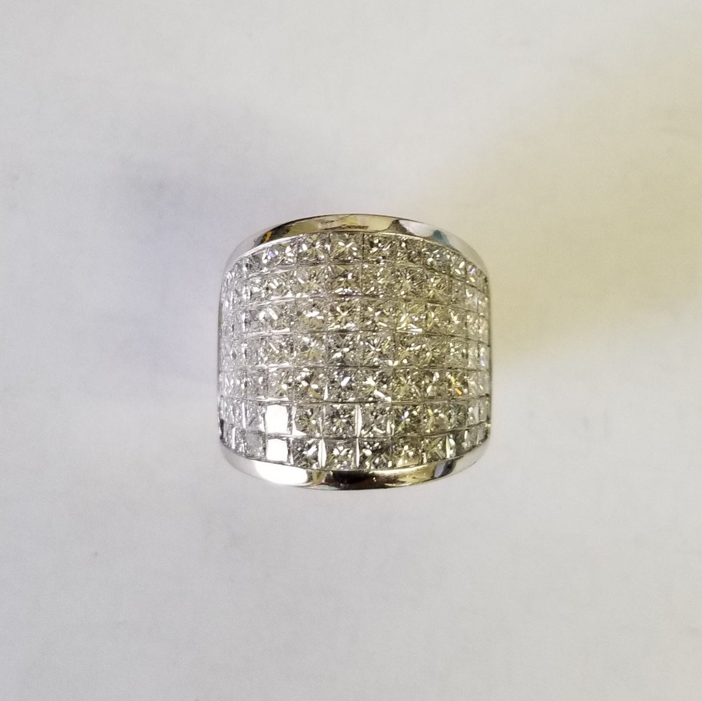7Row Invisible Set 4.5ct Natural Diamond Women's Ring/Platinum,14K,18K gold Width 20mm Women's Diamond Ring/Anniversary gift