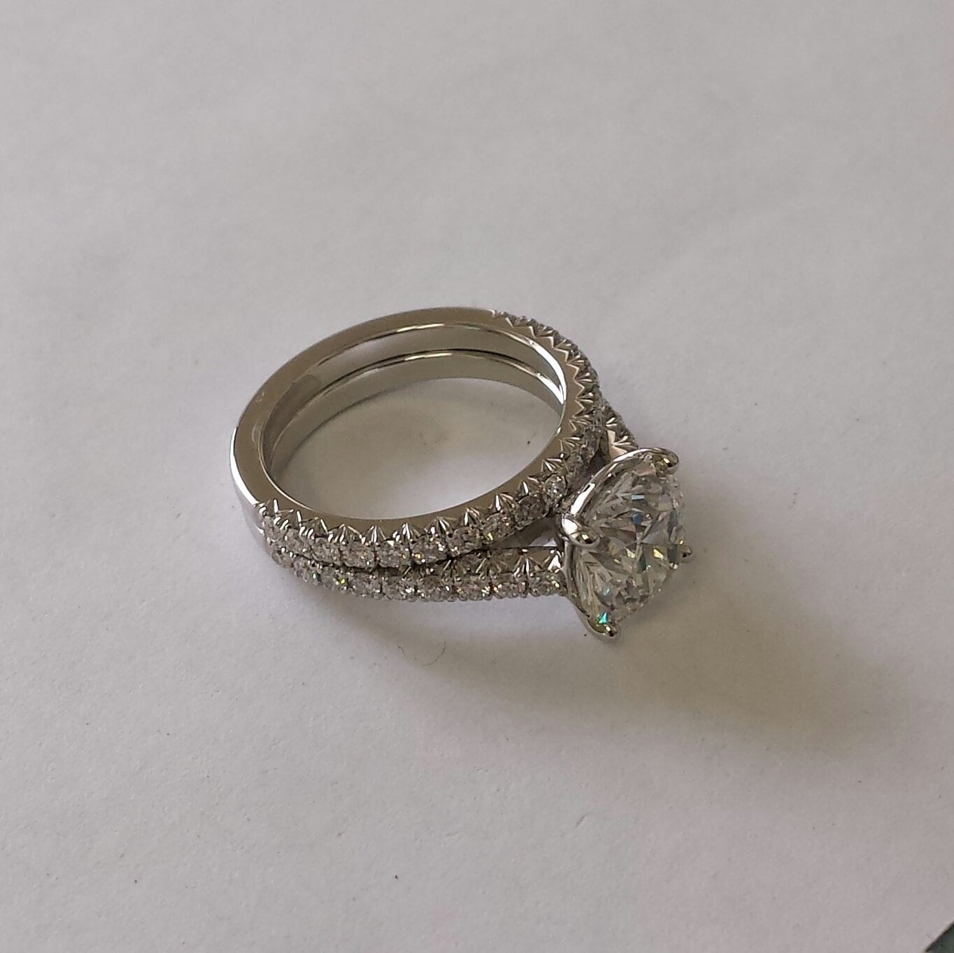 2ct Round Half French Pave Diamond Engagement Ring - Platinum,14K,18K gold Diamond Ring - Anniversary gift